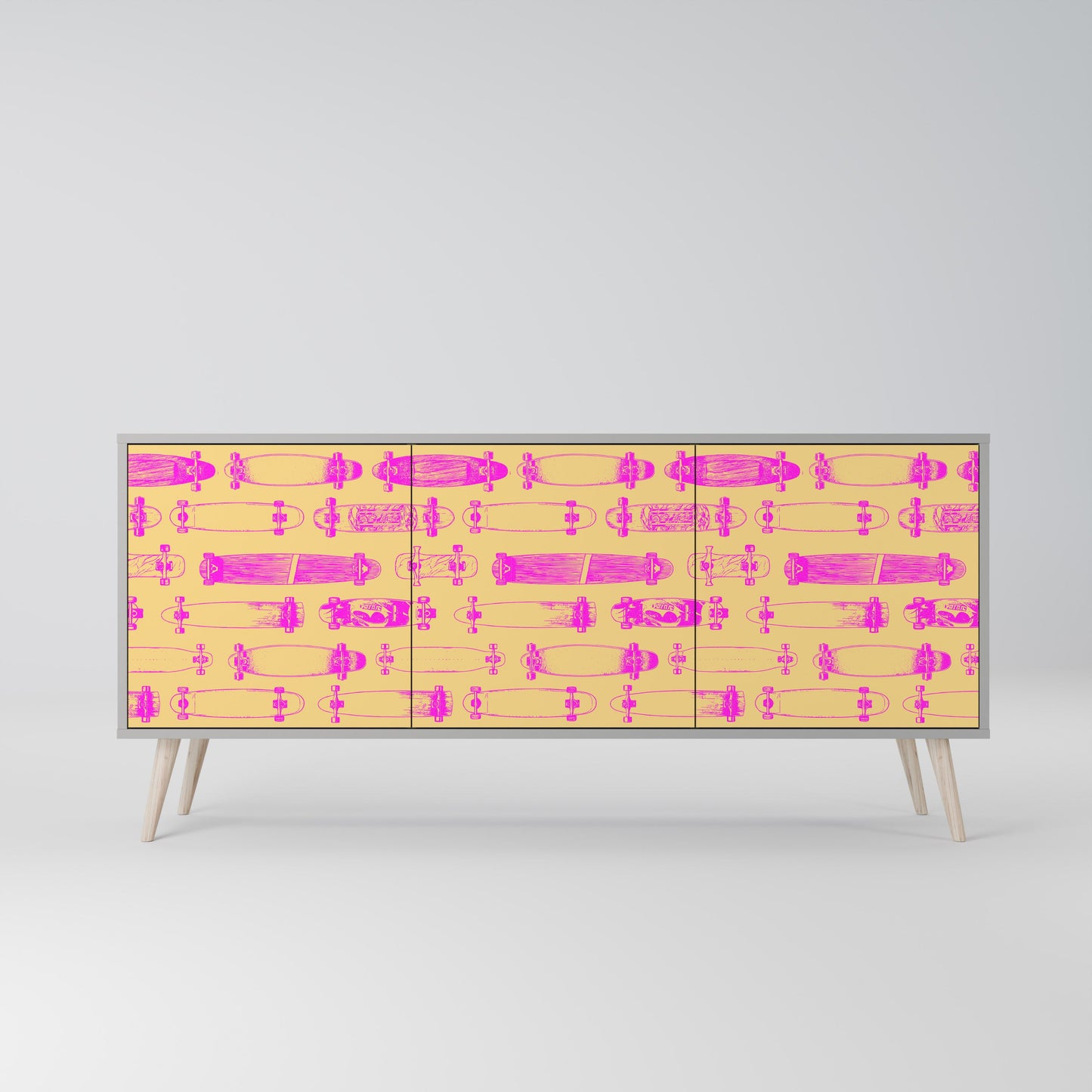 Credenza SKATEBOARD ARTISTRY a 3 ante con finitura grigia
