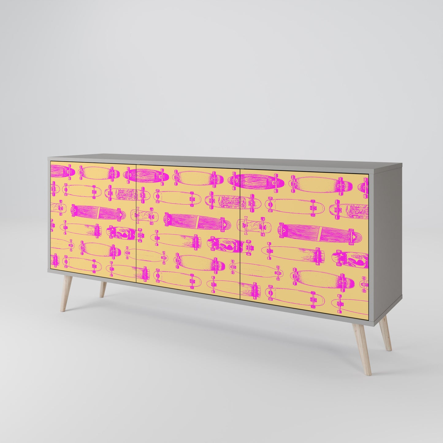 Credenza SKATEBOARD ARTISTRY a 3 ante con finitura grigia