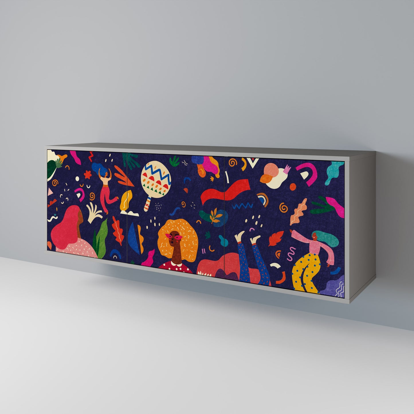 FESTIVE PLEASURES 3-Door Sideboard in Grey Finish