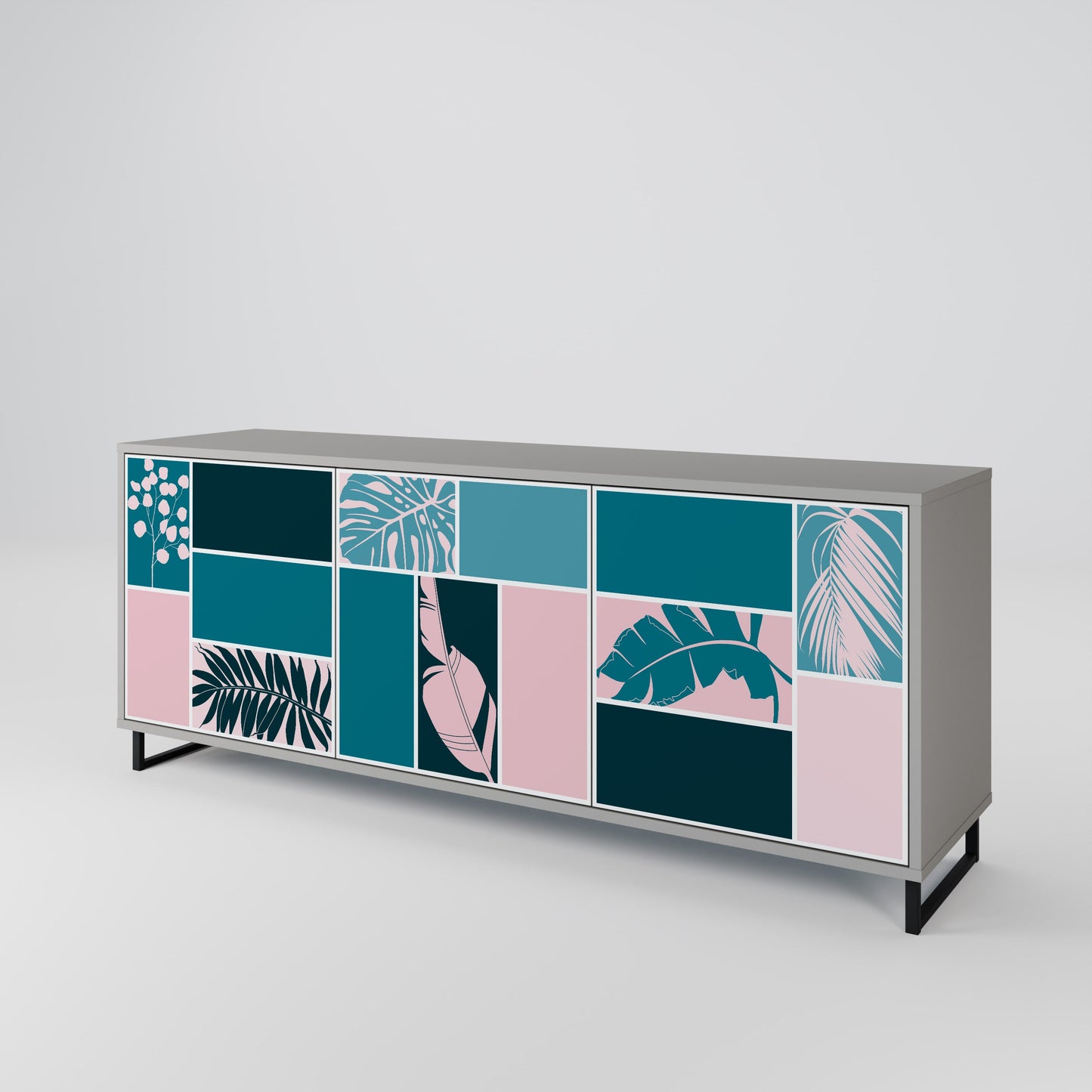 COMBINATION OF SHAPES 3-Door Sideboard in Grey Finish