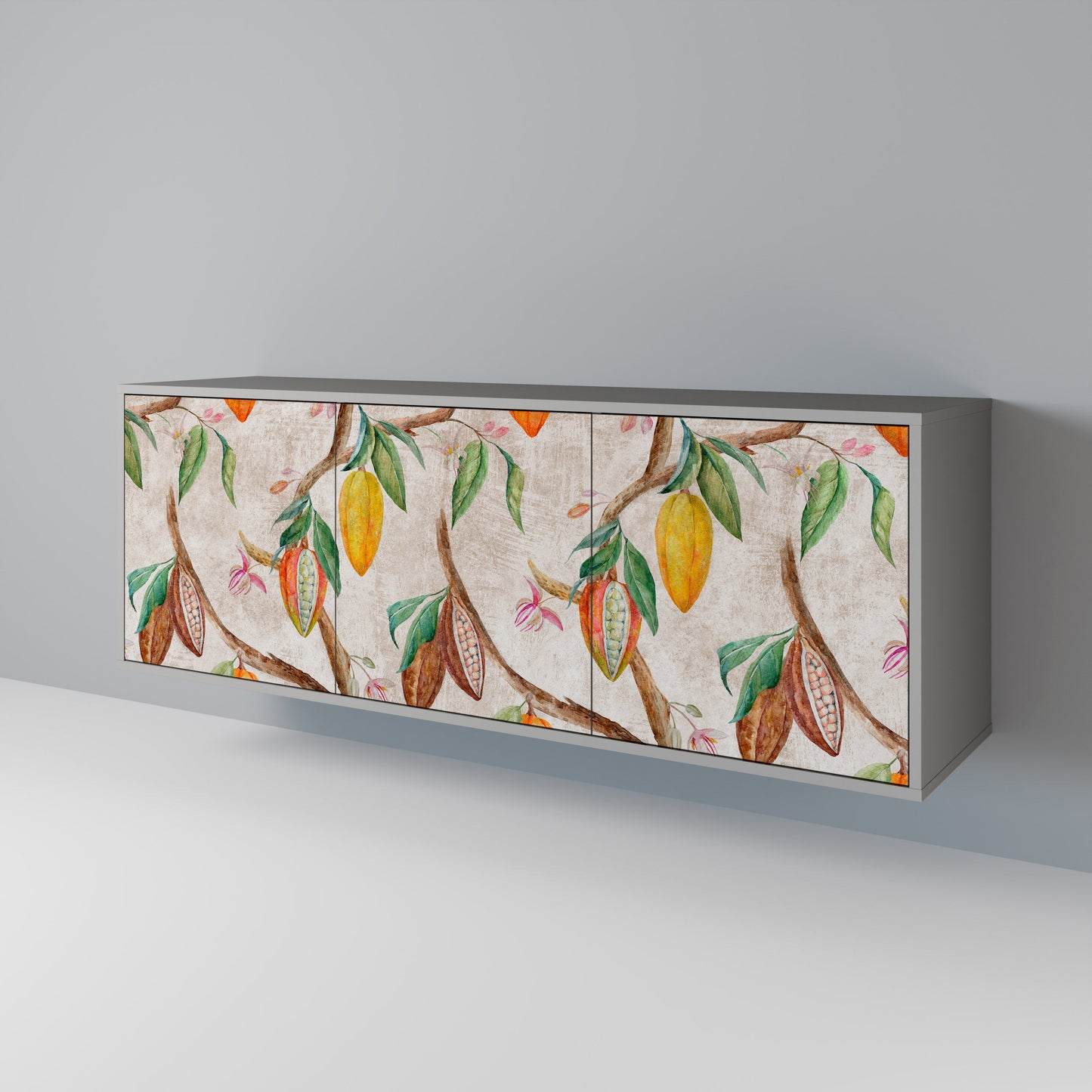 COCOA FRUITS 3-Door Sideboard in Grey Finish
