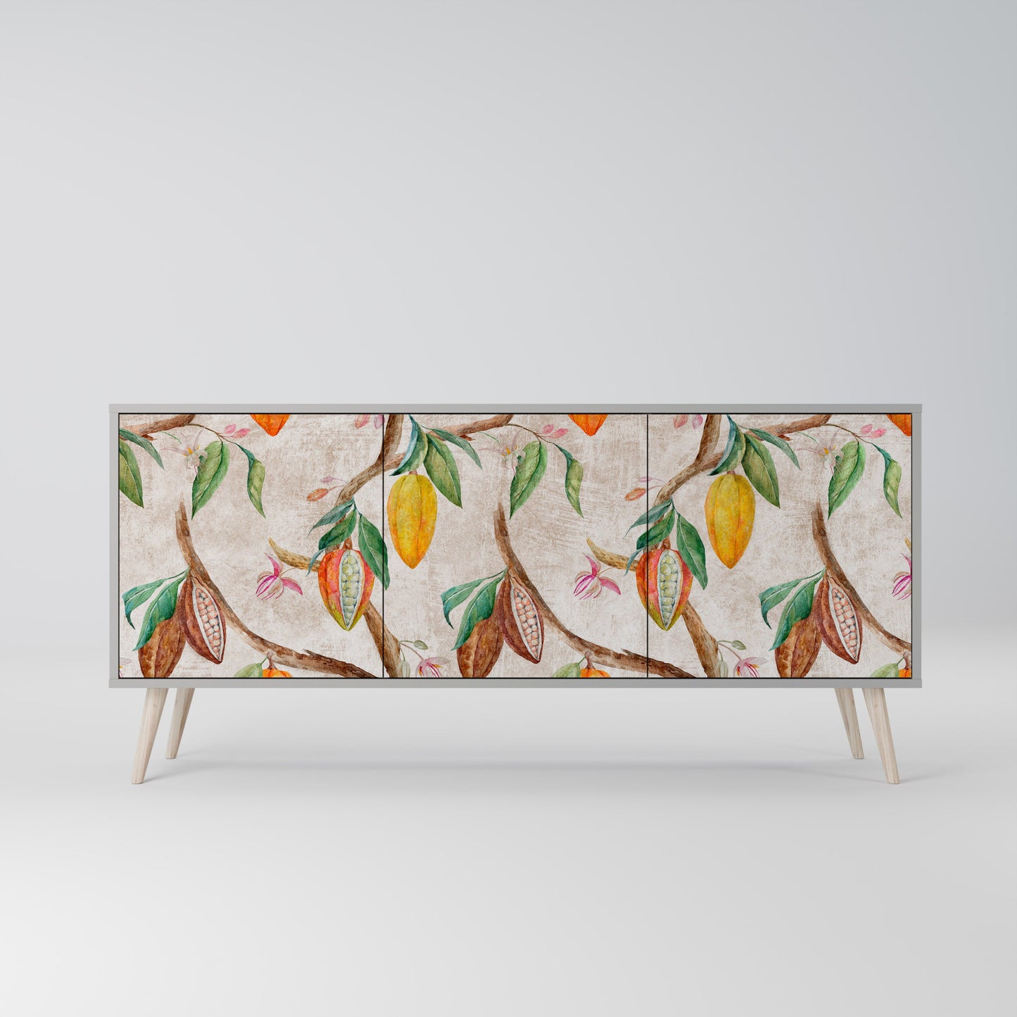 COCOA FRUITS 3-Door Sideboard in Grey Finish