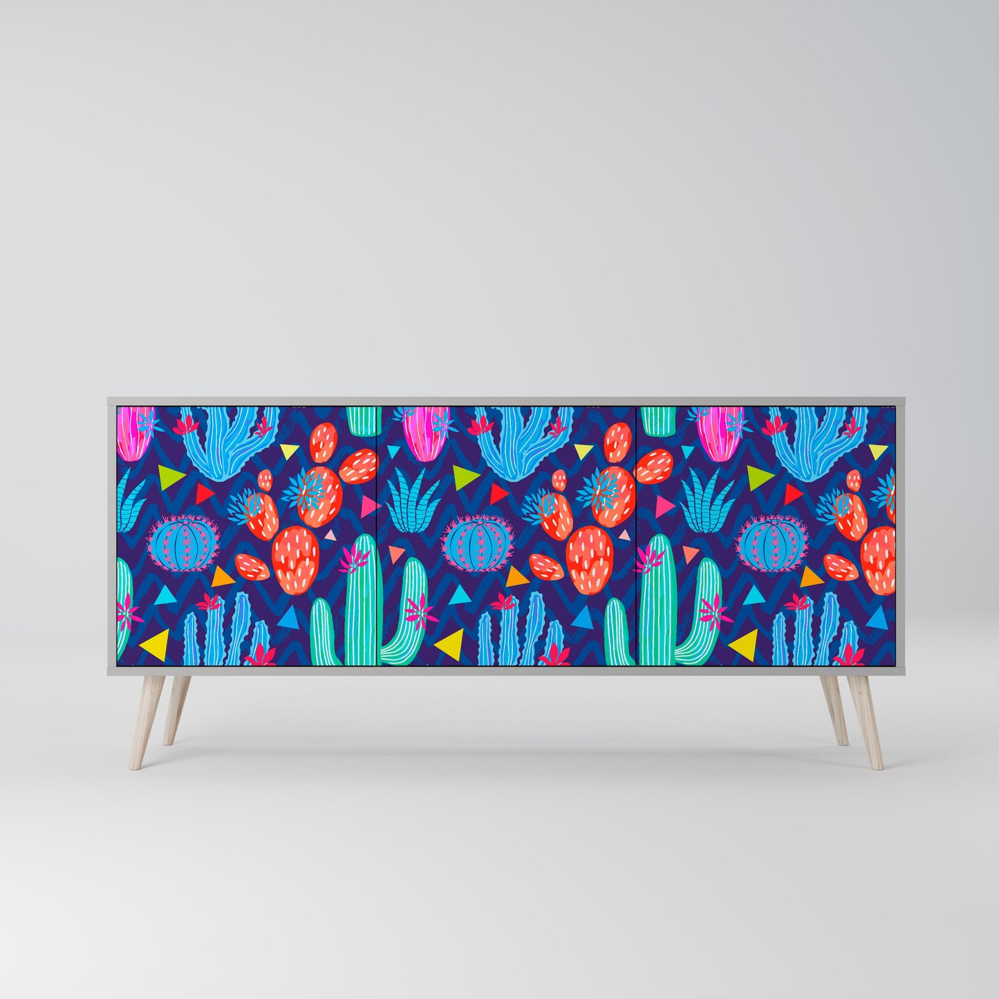 CACTUS VIBES 3-Door Sideboard in Grey Finish