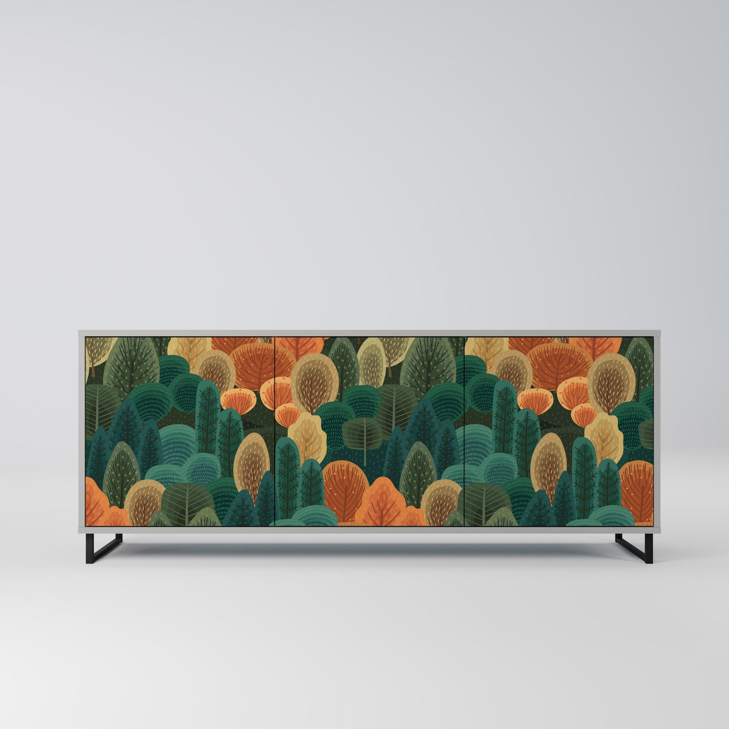 Credenza a 3 ante AUTUMN KALEIDOSCOPE in finitura grigia