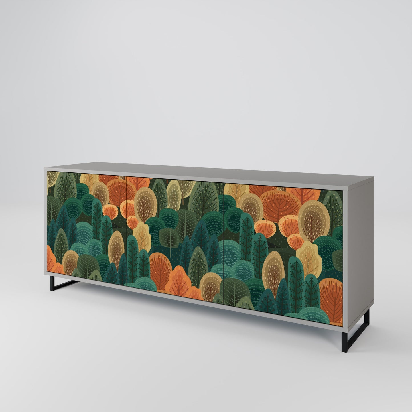 Credenza a 3 ante AUTUMN KALEIDOSCOPE in finitura grigia