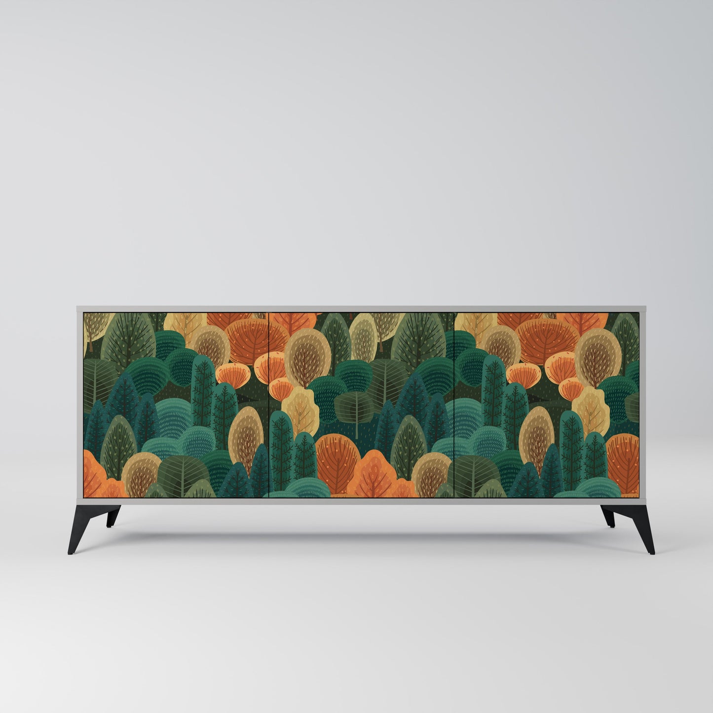 Credenza a 3 ante AUTUMN KALEIDOSCOPE in finitura grigia