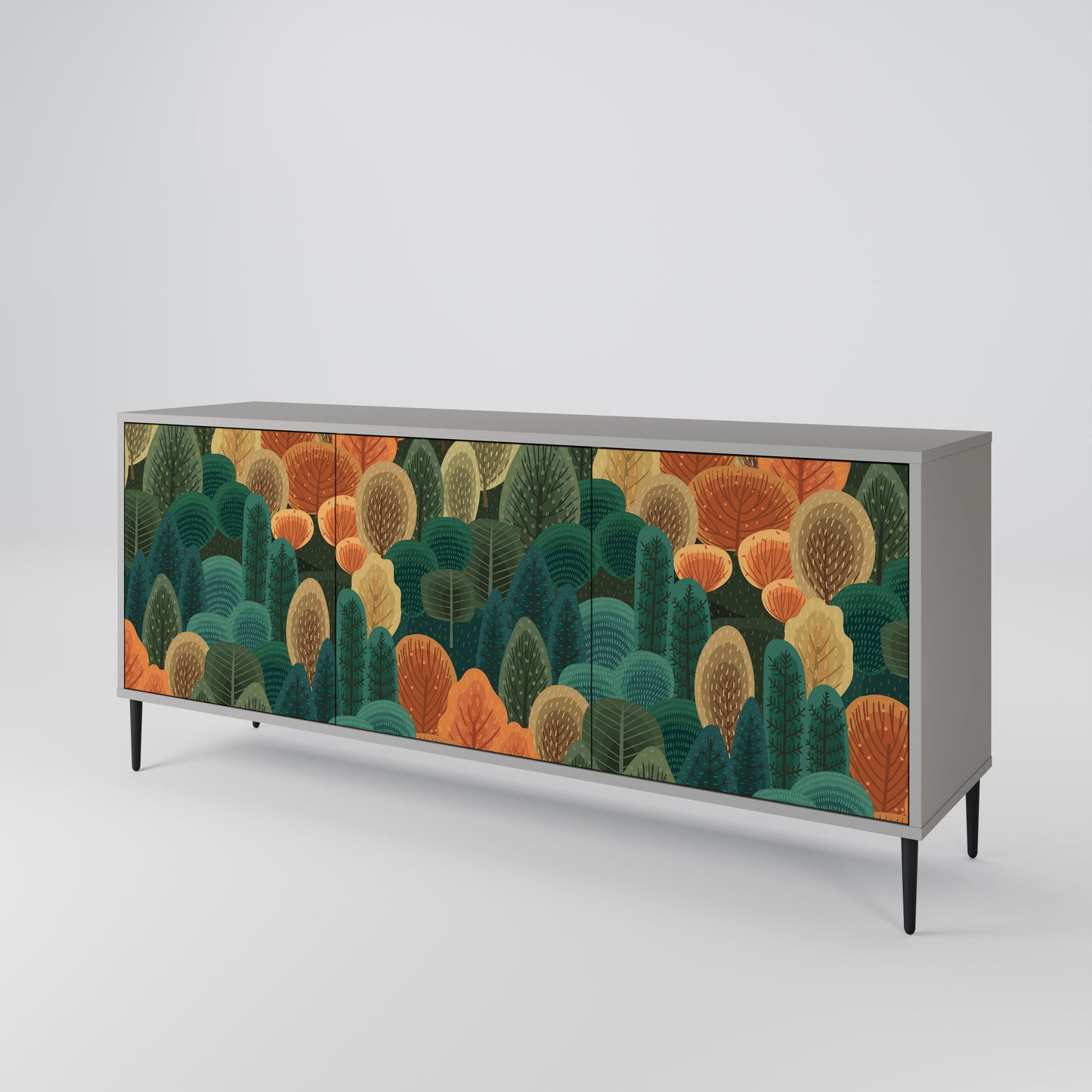 Credenza a 3 ante AUTUMN KALEIDOSCOPE in finitura grigia