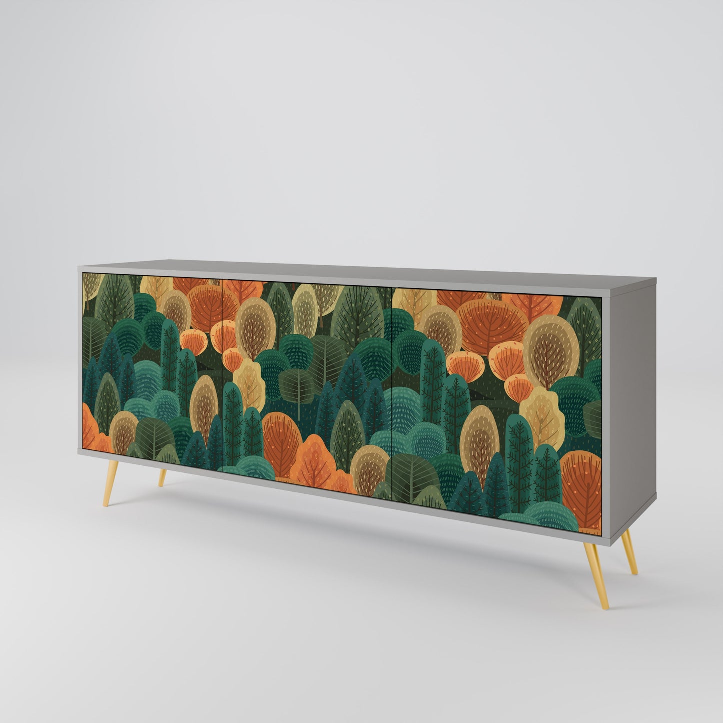 Credenza a 3 ante AUTUMN KALEIDOSCOPE in finitura grigia