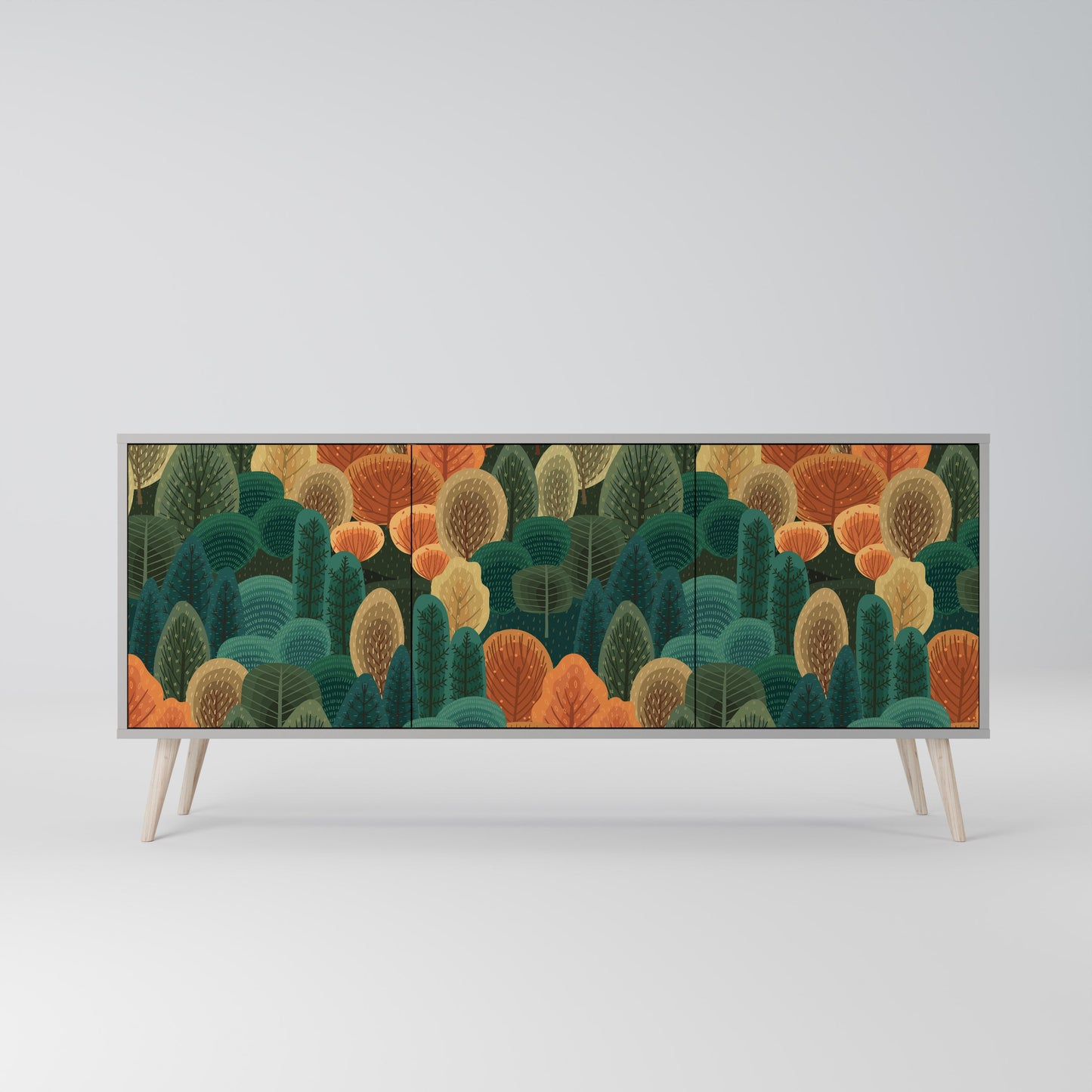 Credenza a 3 ante AUTUMN KALEIDOSCOPE in finitura grigia