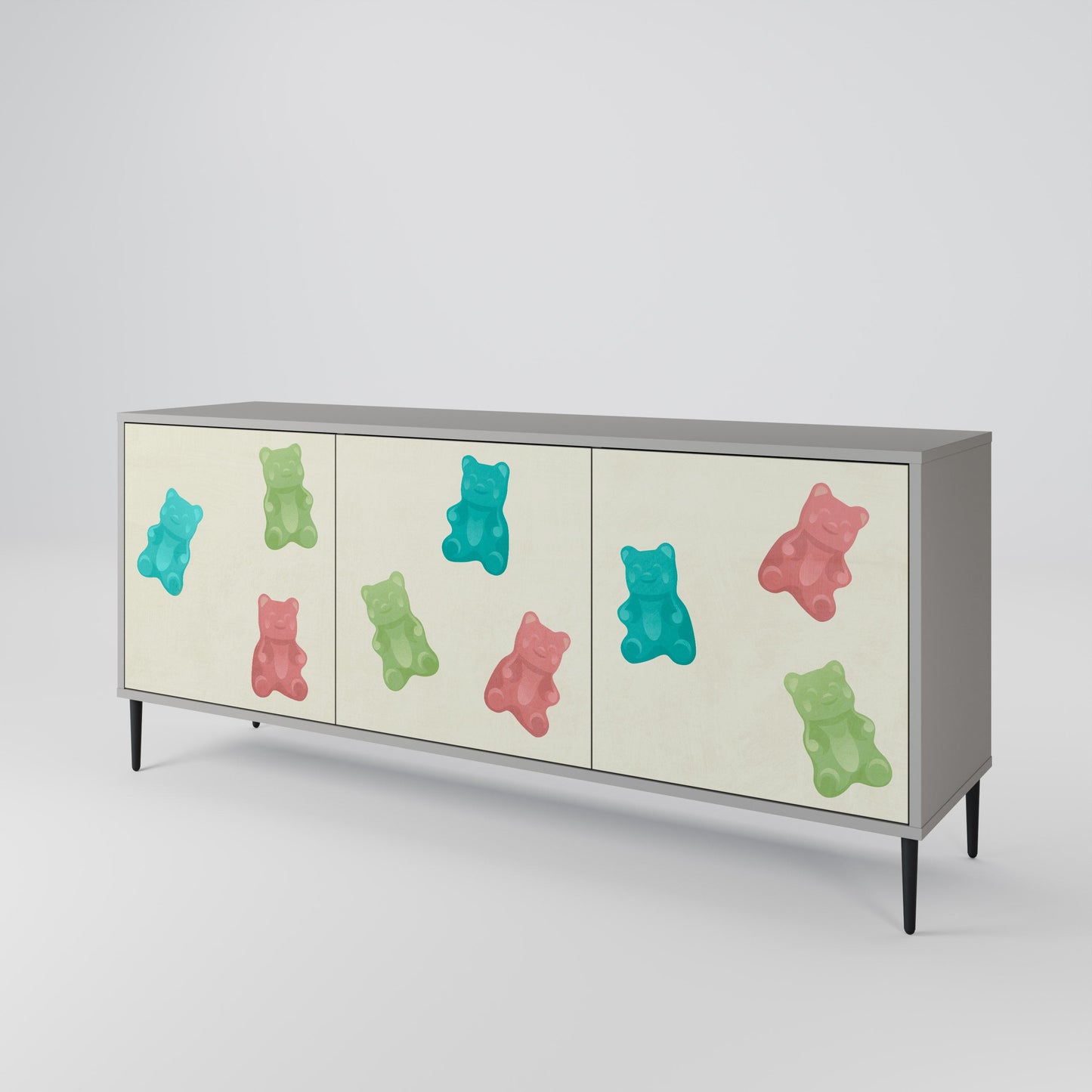 GUMMY BEARS 3-Door Sideboard in Grey Finish