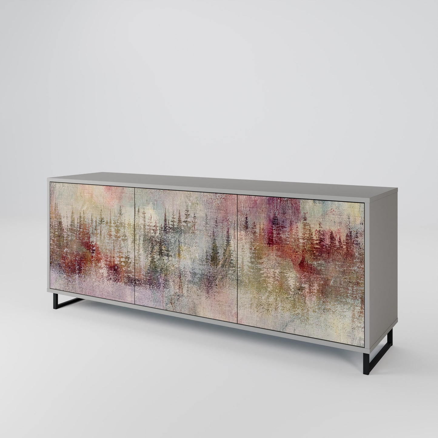 VEILED SUMMIT 3-Door Sideboard in Grey Finish