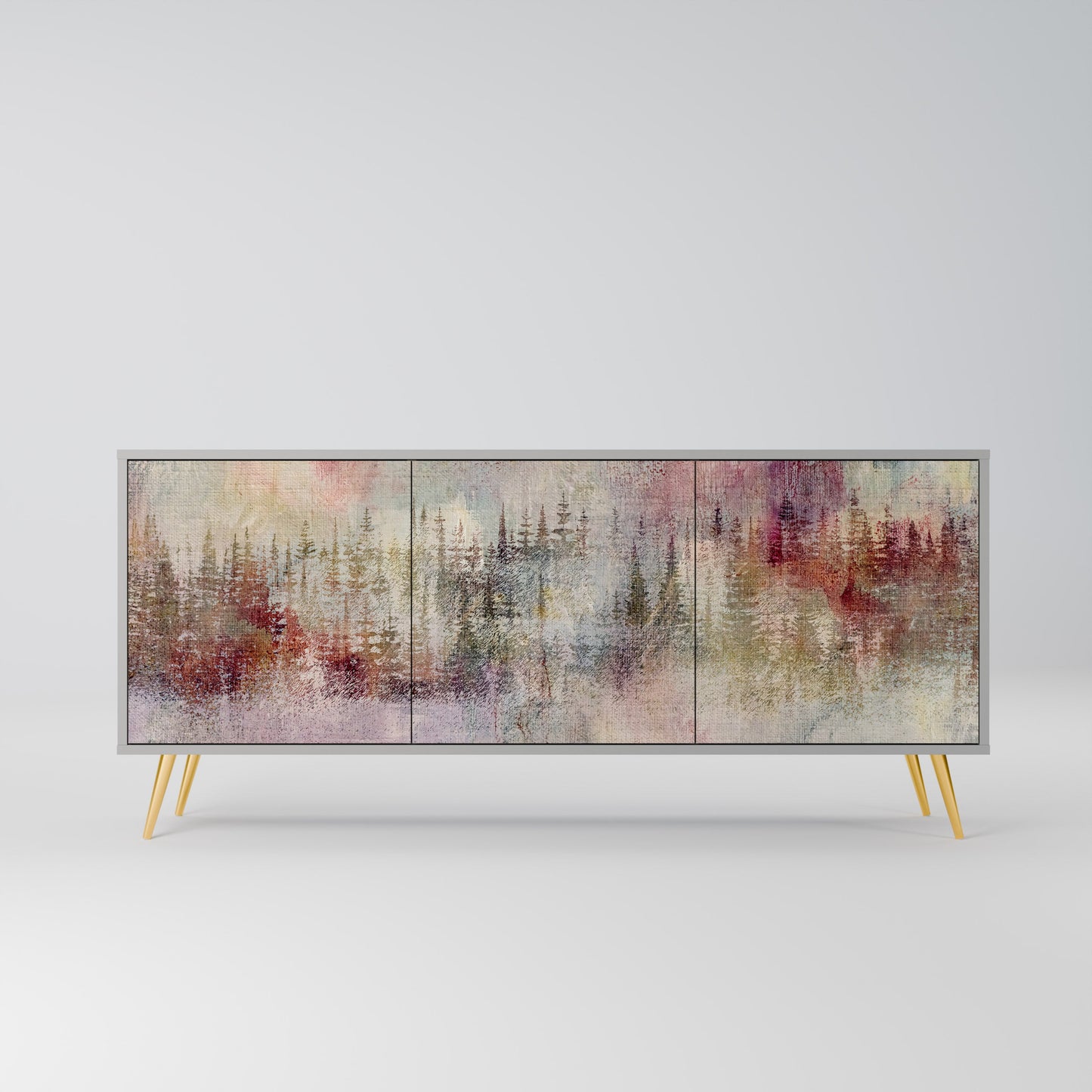 VEILED SUMMIT 3-Door Sideboard in Grey Finish