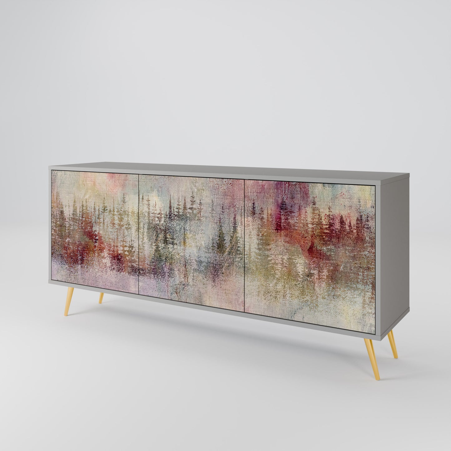VEILED SUMMIT 3-Door Sideboard in Grey Finish