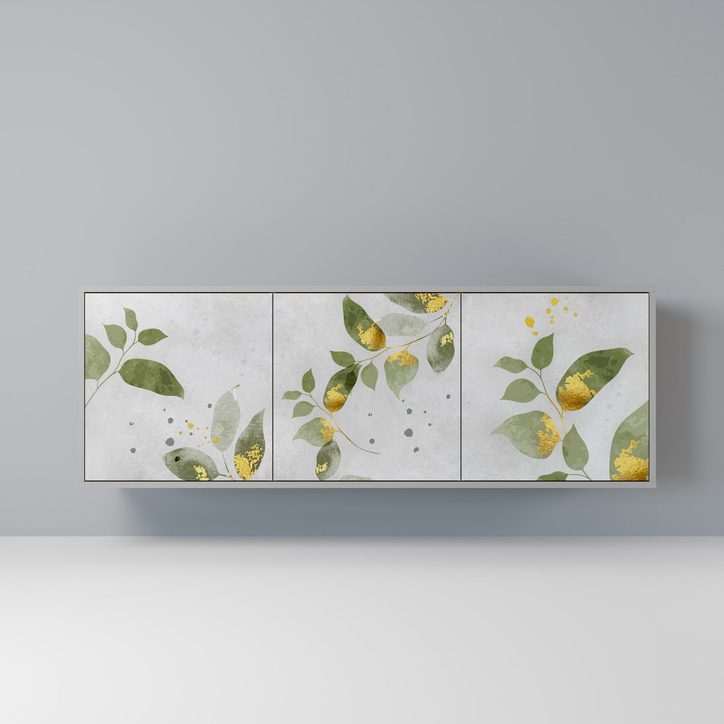 ELEGANT BOTANICS 3-Door Sideboard in Grey Finish