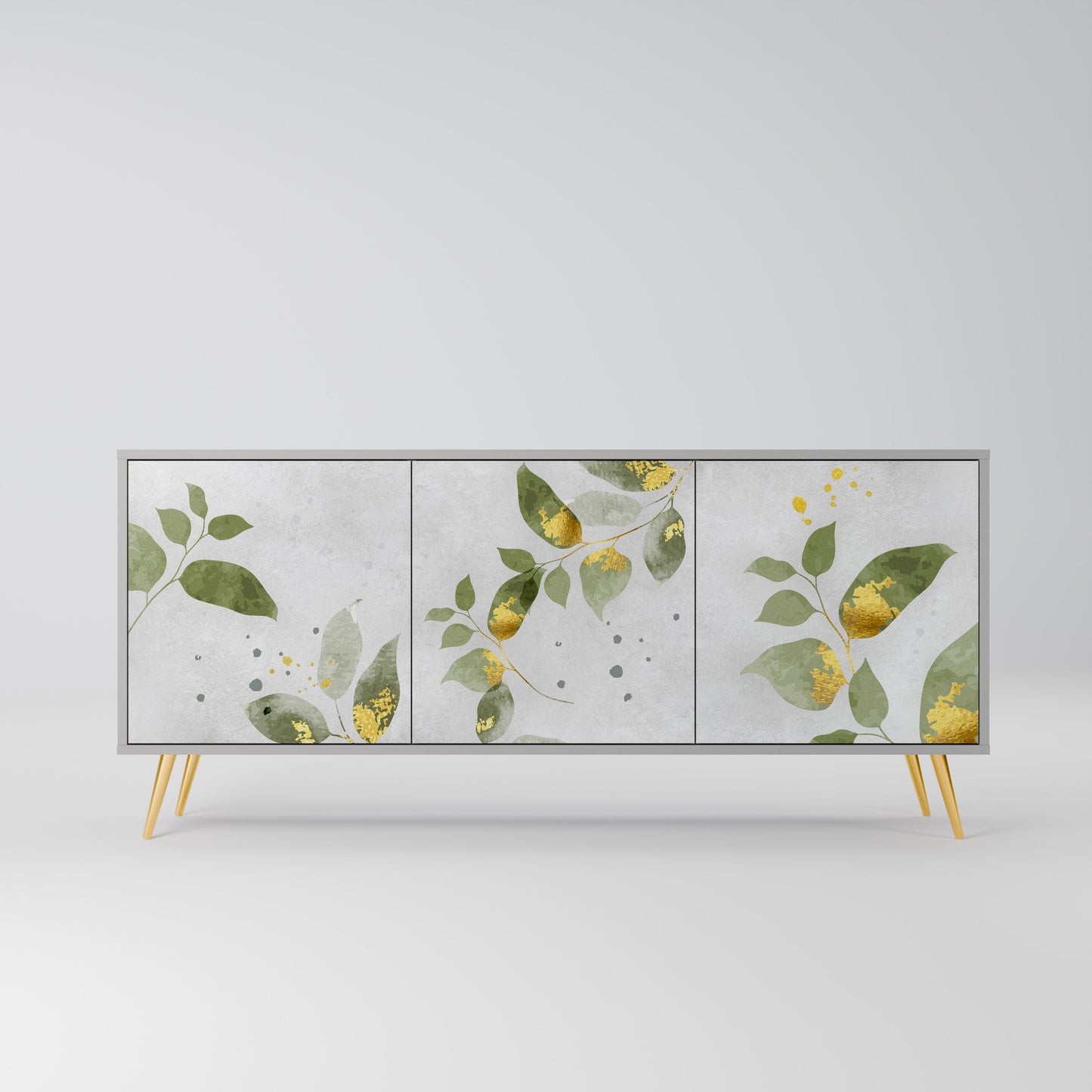 ELEGANT BOTANICS 3-Door Sideboard in Grey Finish