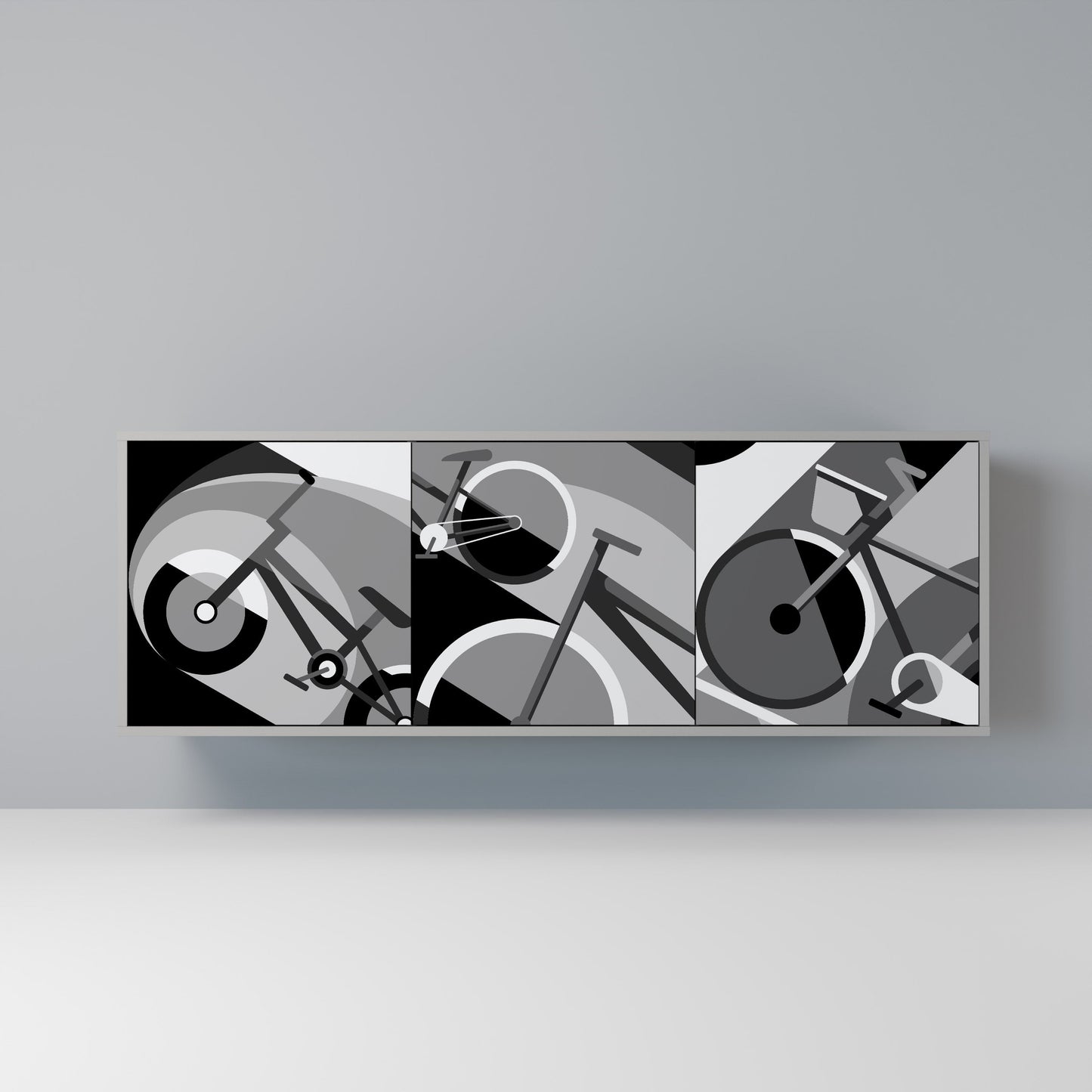 Credenza a 3 ante BIKE ENERGY in finitura grigia
