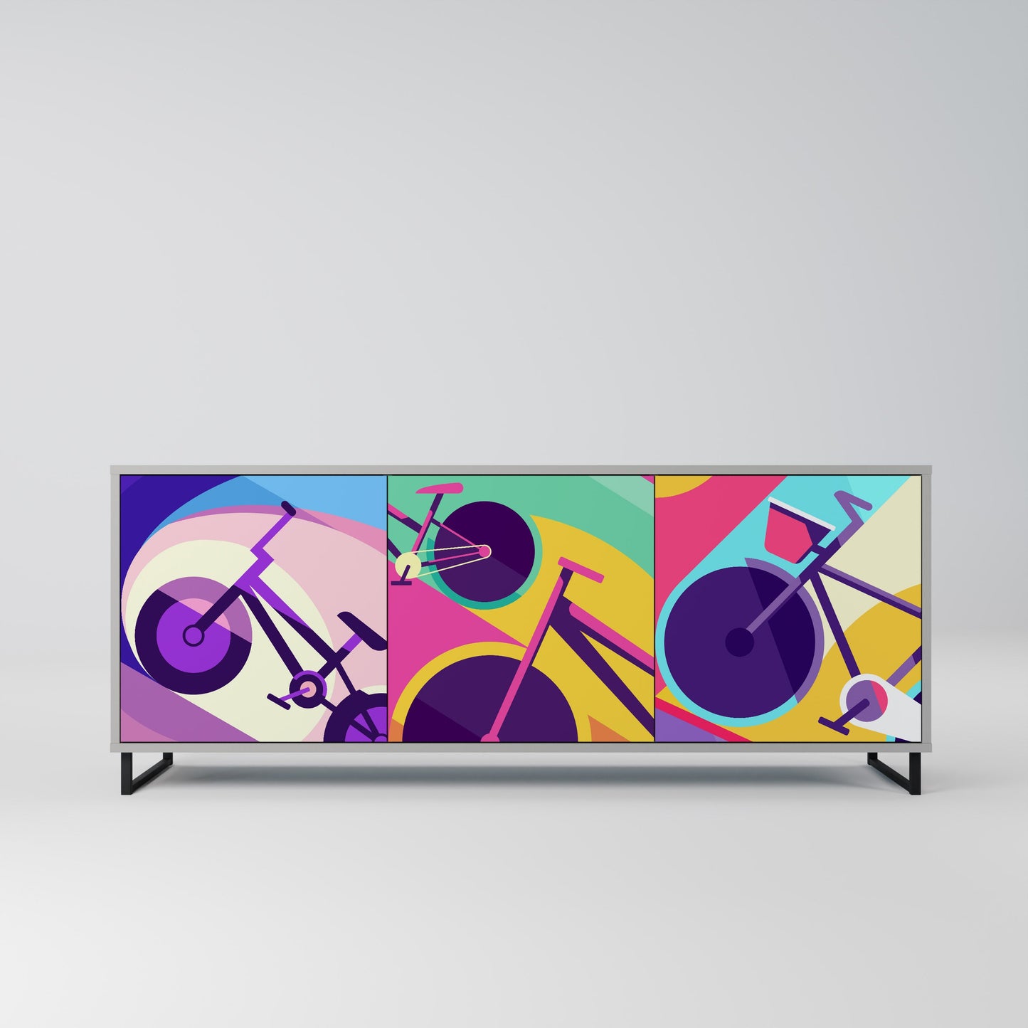Credenza a 3 ante BIKE DREAMS in finitura grigia