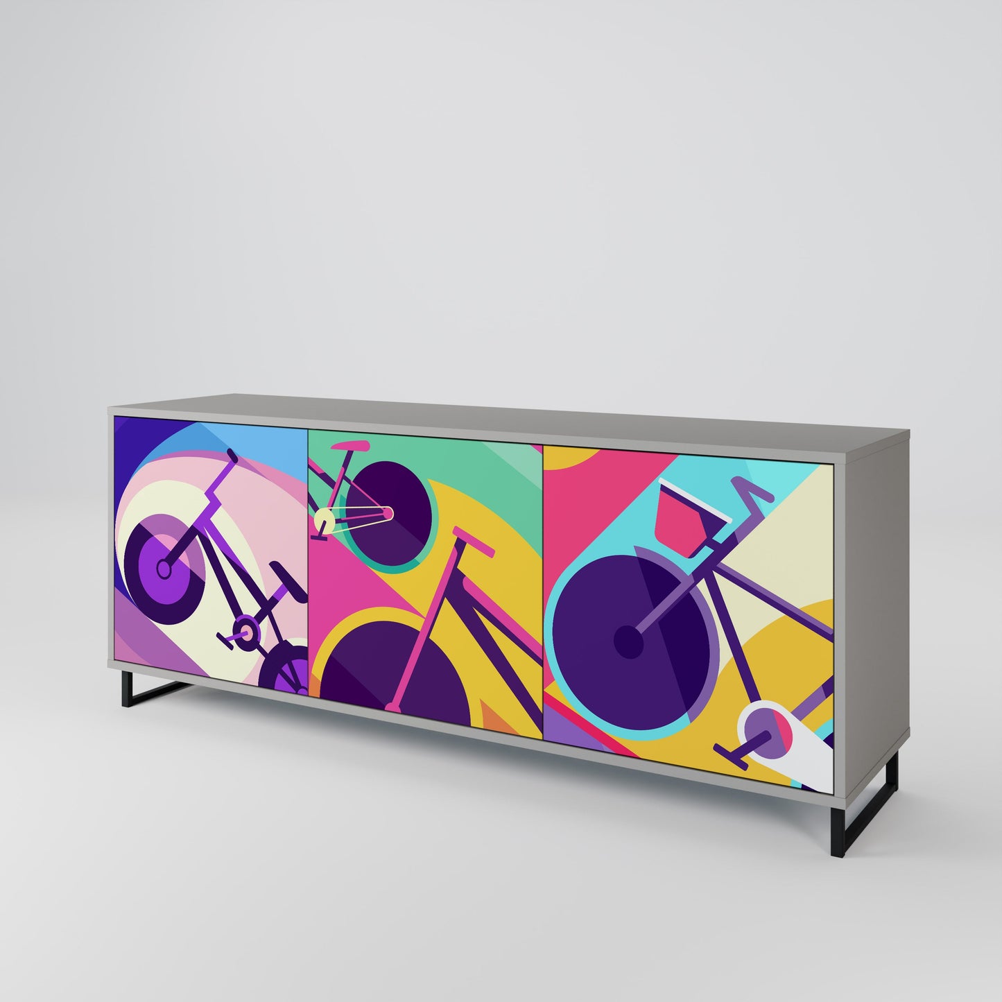 Credenza a 3 ante BIKE DREAMS in finitura grigia