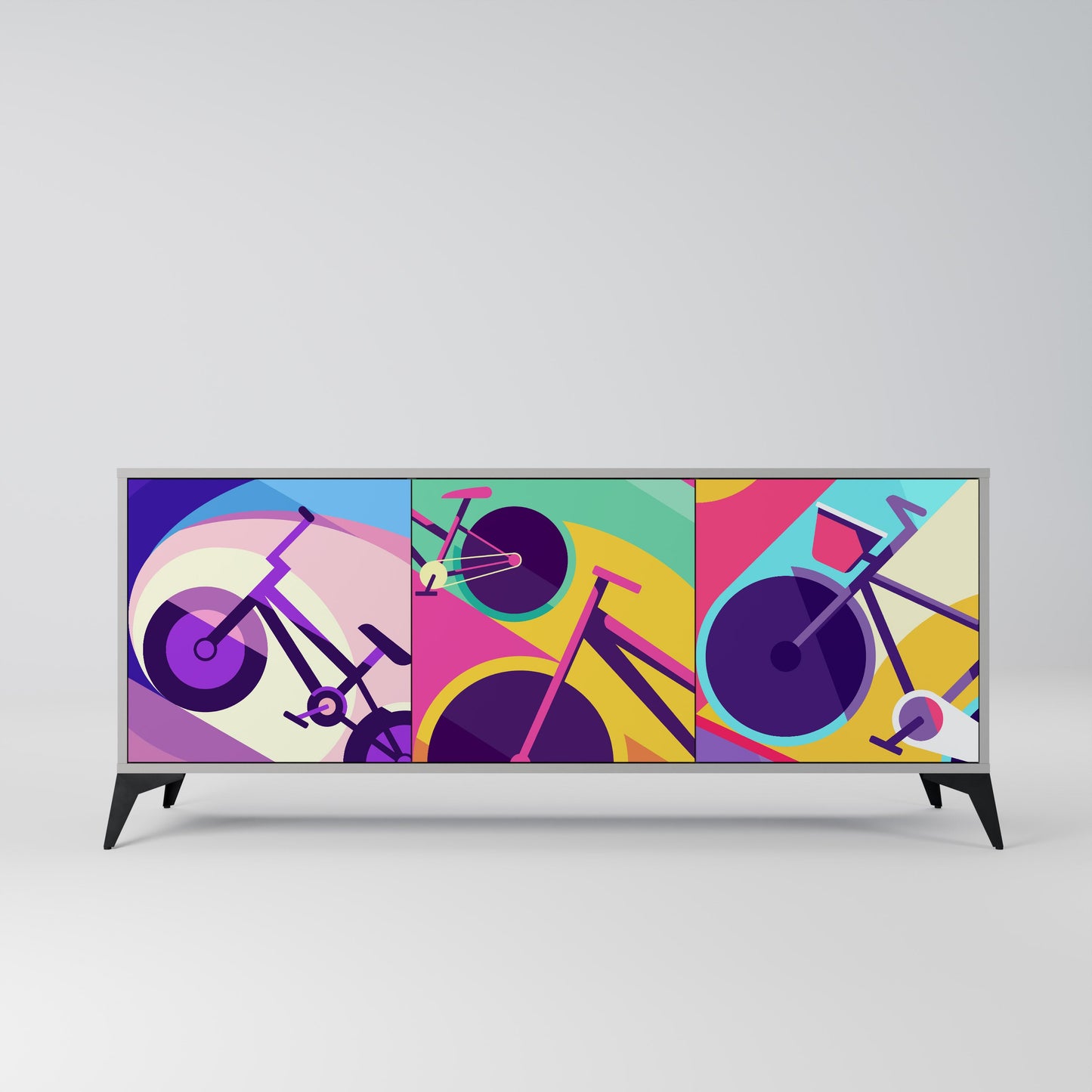 Credenza a 3 ante BIKE DREAMS in finitura grigia