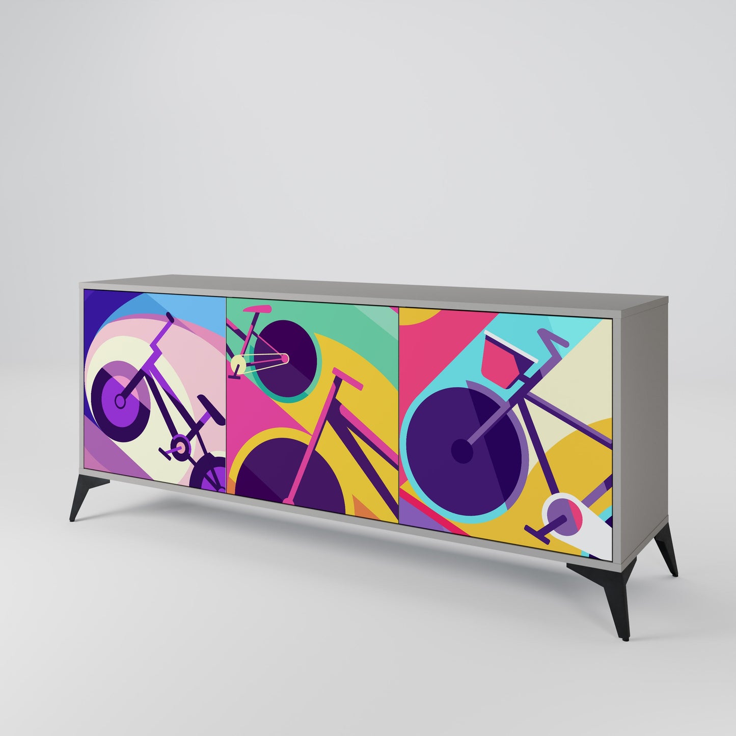 Credenza a 3 ante BIKE DREAMS in finitura grigia