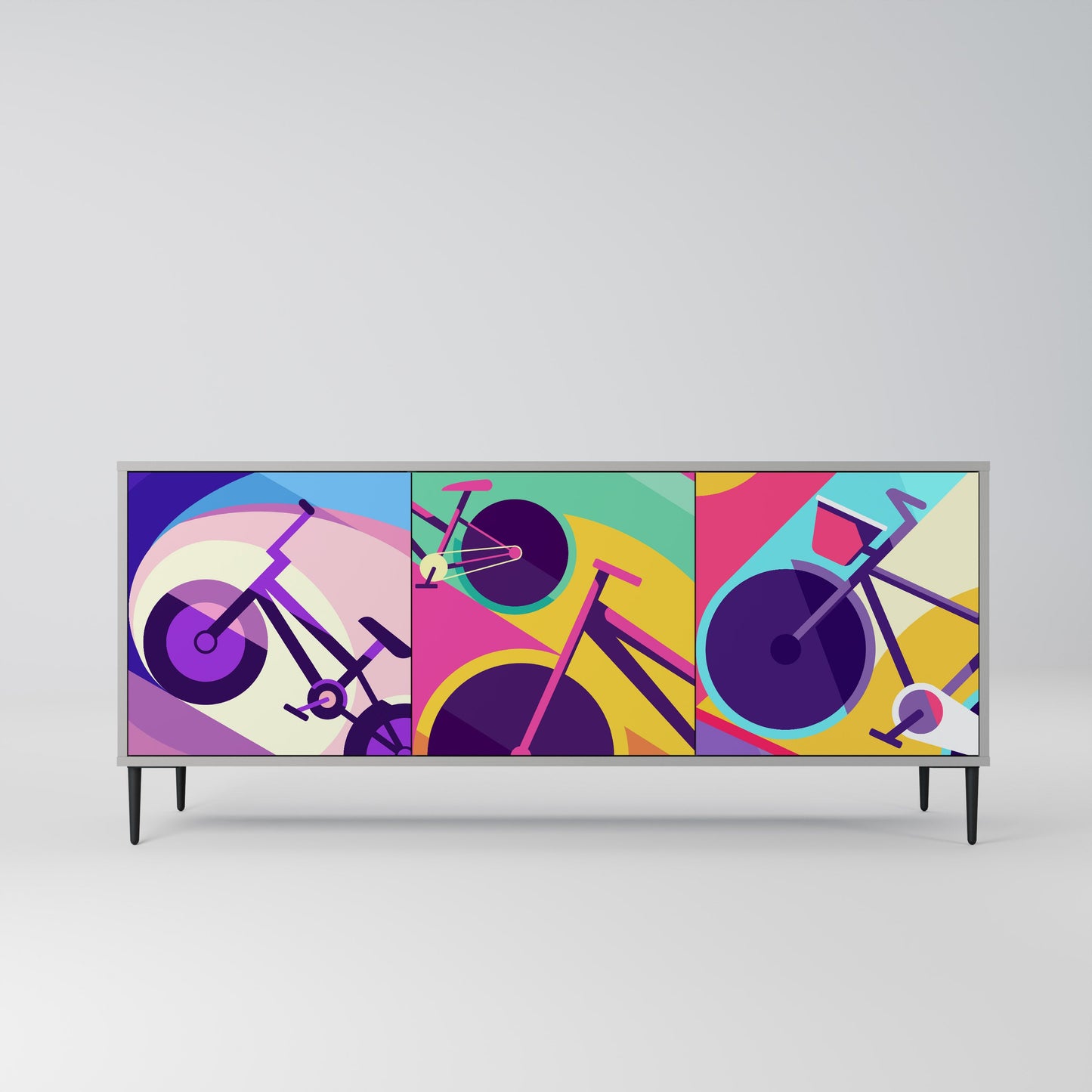 Credenza a 3 ante BIKE DREAMS in finitura grigia