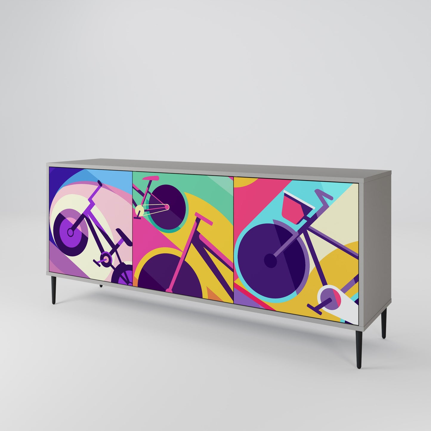 Credenza a 3 ante BIKE DREAMS in finitura grigia