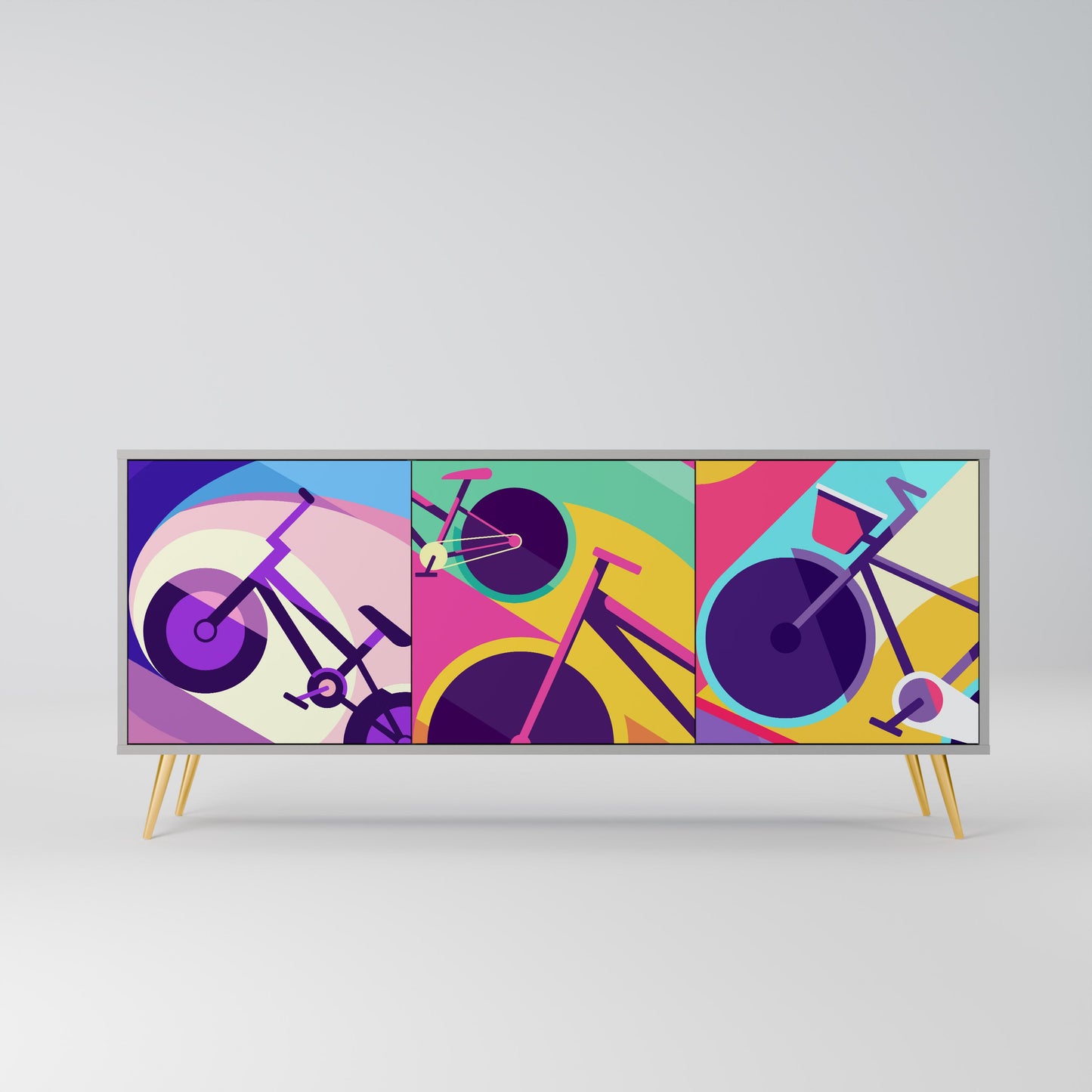 Credenza a 3 ante BIKE DREAMS in finitura grigia