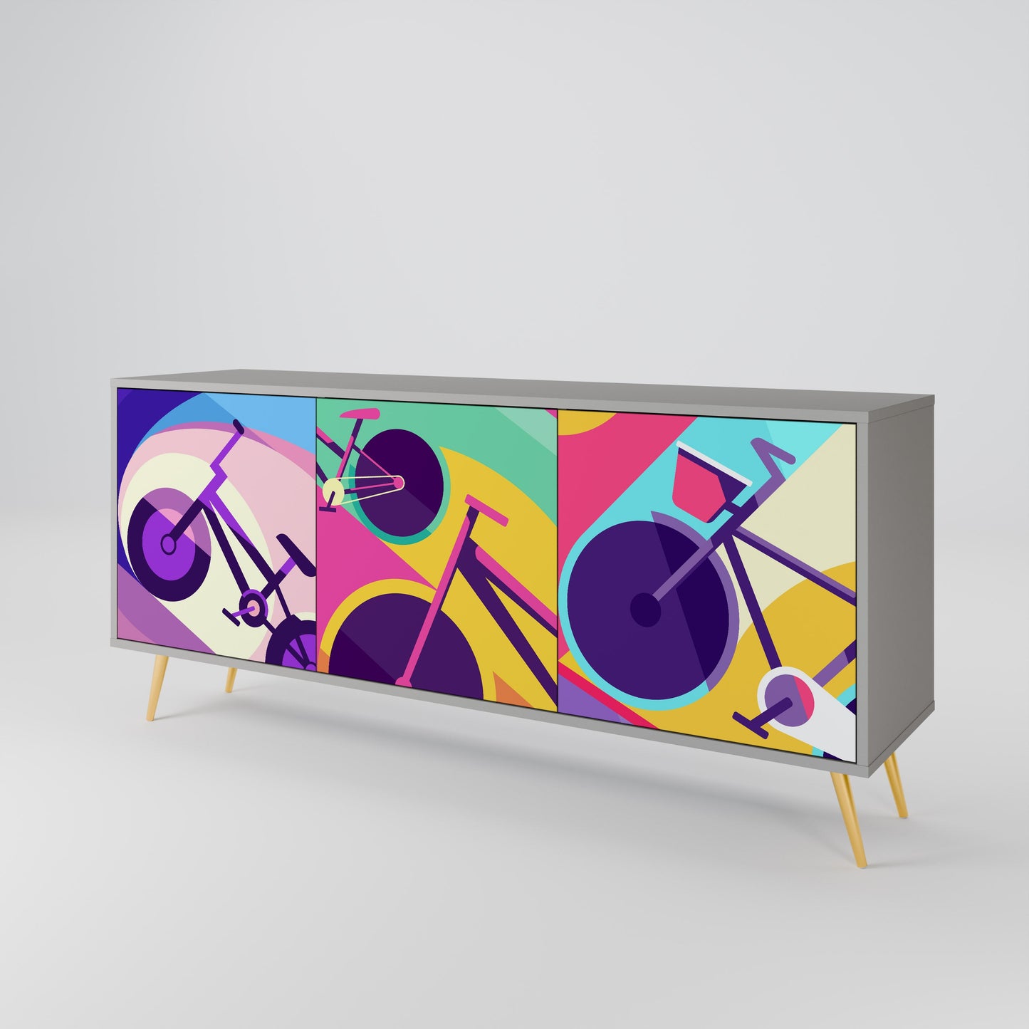 Credenza a 3 ante BIKE DREAMS in finitura grigia