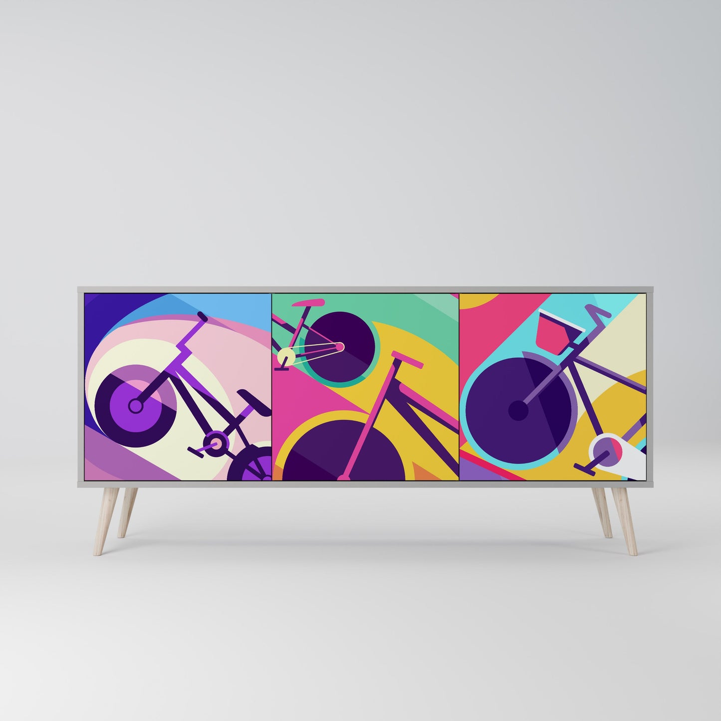 Credenza a 3 ante BIKE DREAMS in finitura grigia
