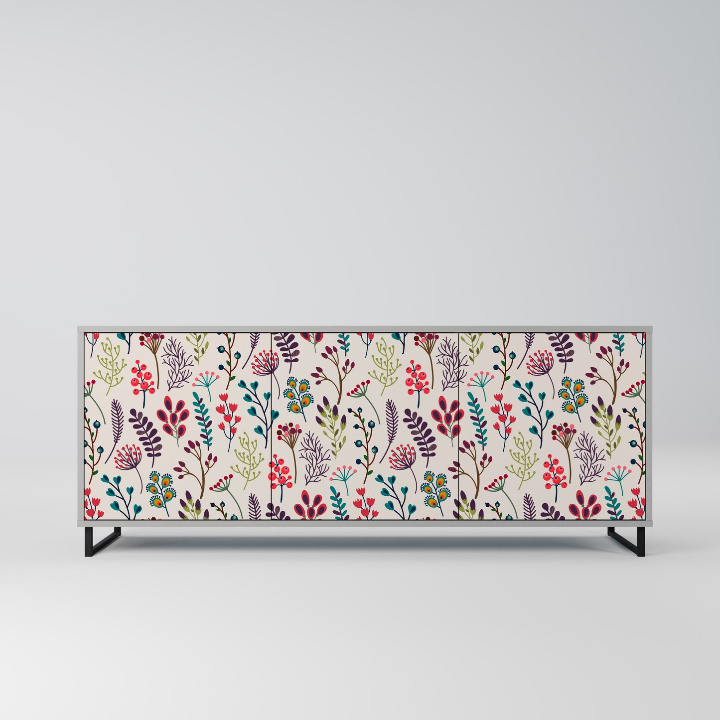 Credenza a 3 ante AUTUMN SUNDRIES in finitura grigia