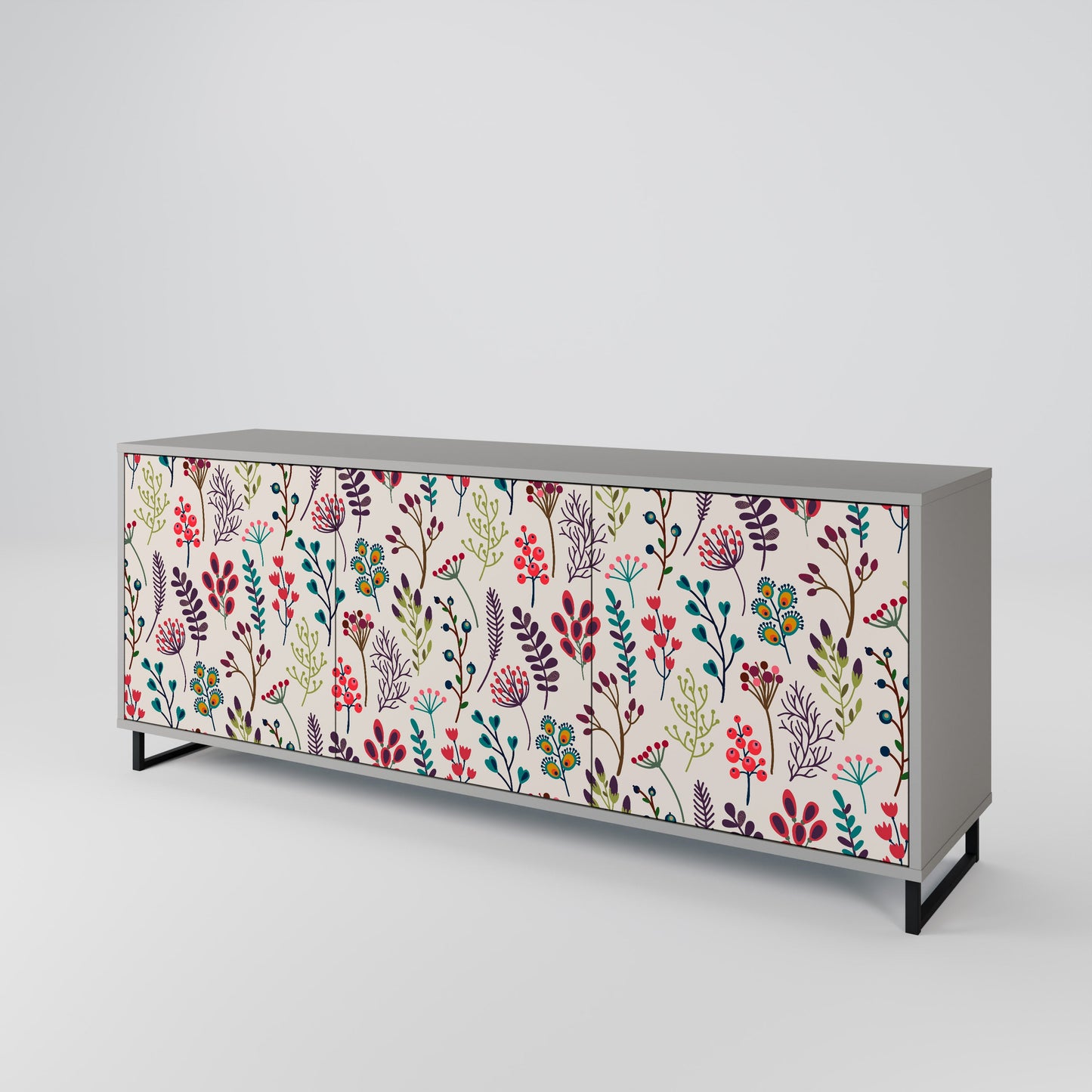 Credenza a 3 ante AUTUMN SUNDRIES in finitura grigia