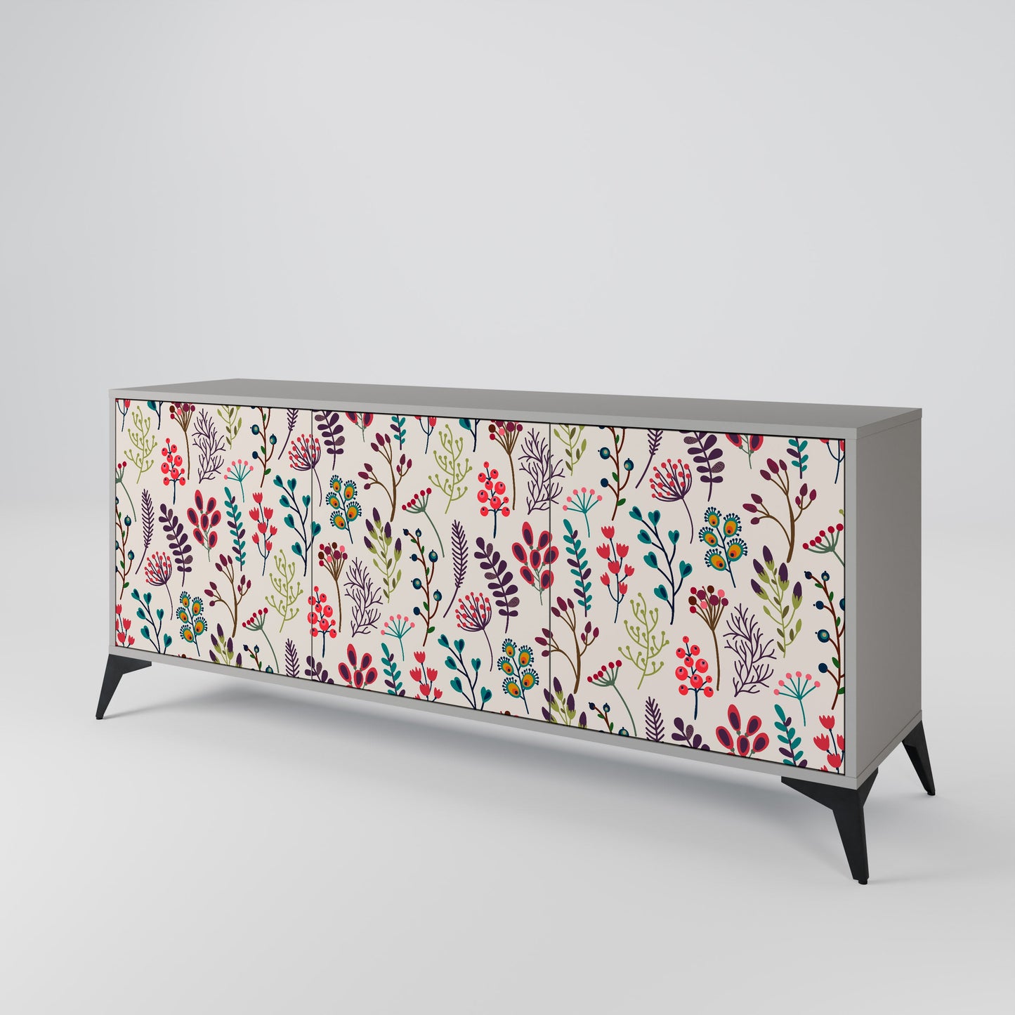Credenza a 3 ante AUTUMN SUNDRIES in finitura grigia