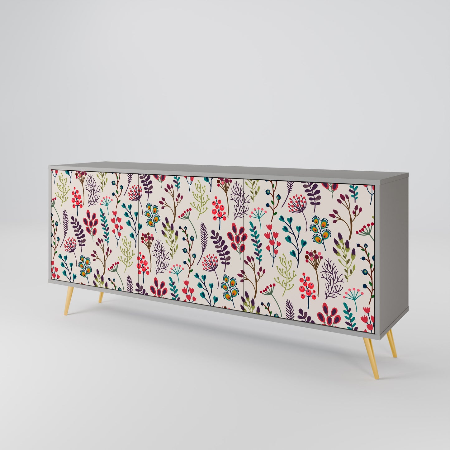Credenza a 3 ante AUTUMN SUNDRIES in finitura grigia