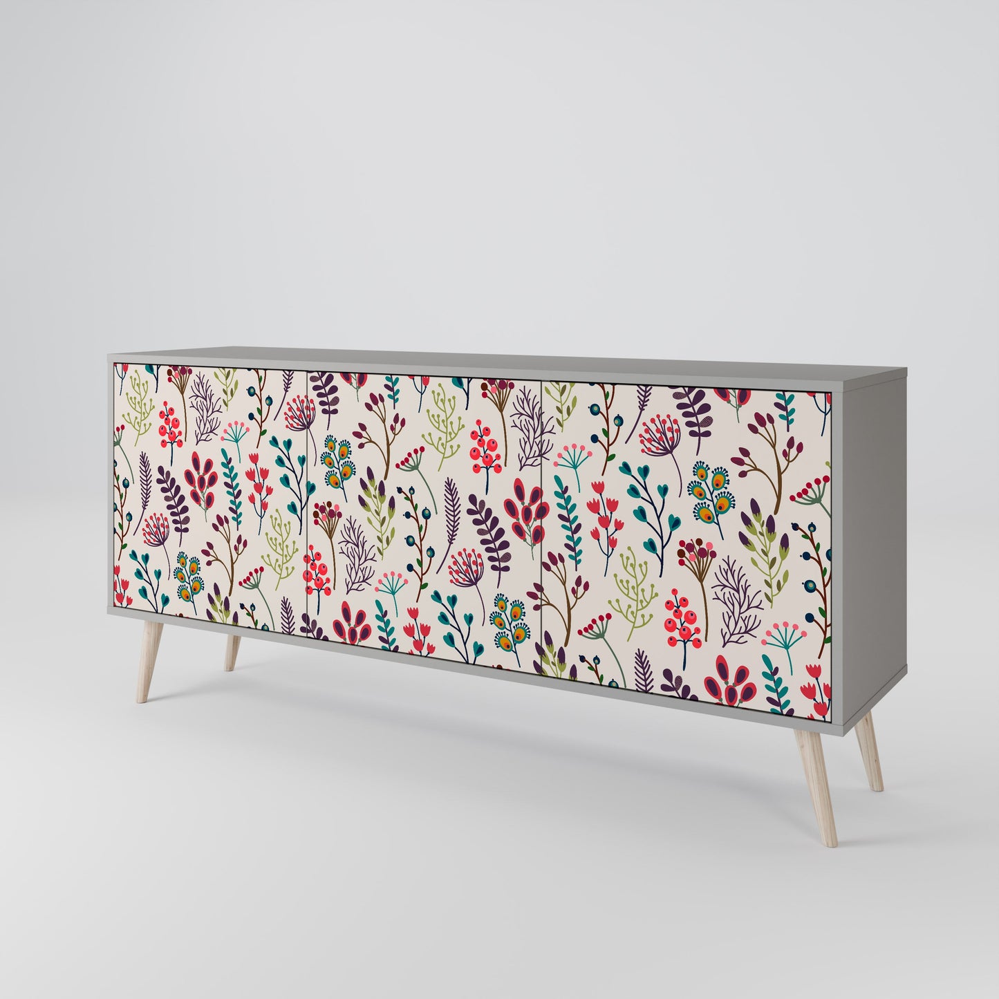 Credenza a 3 ante AUTUMN SUNDRIES in finitura grigia
