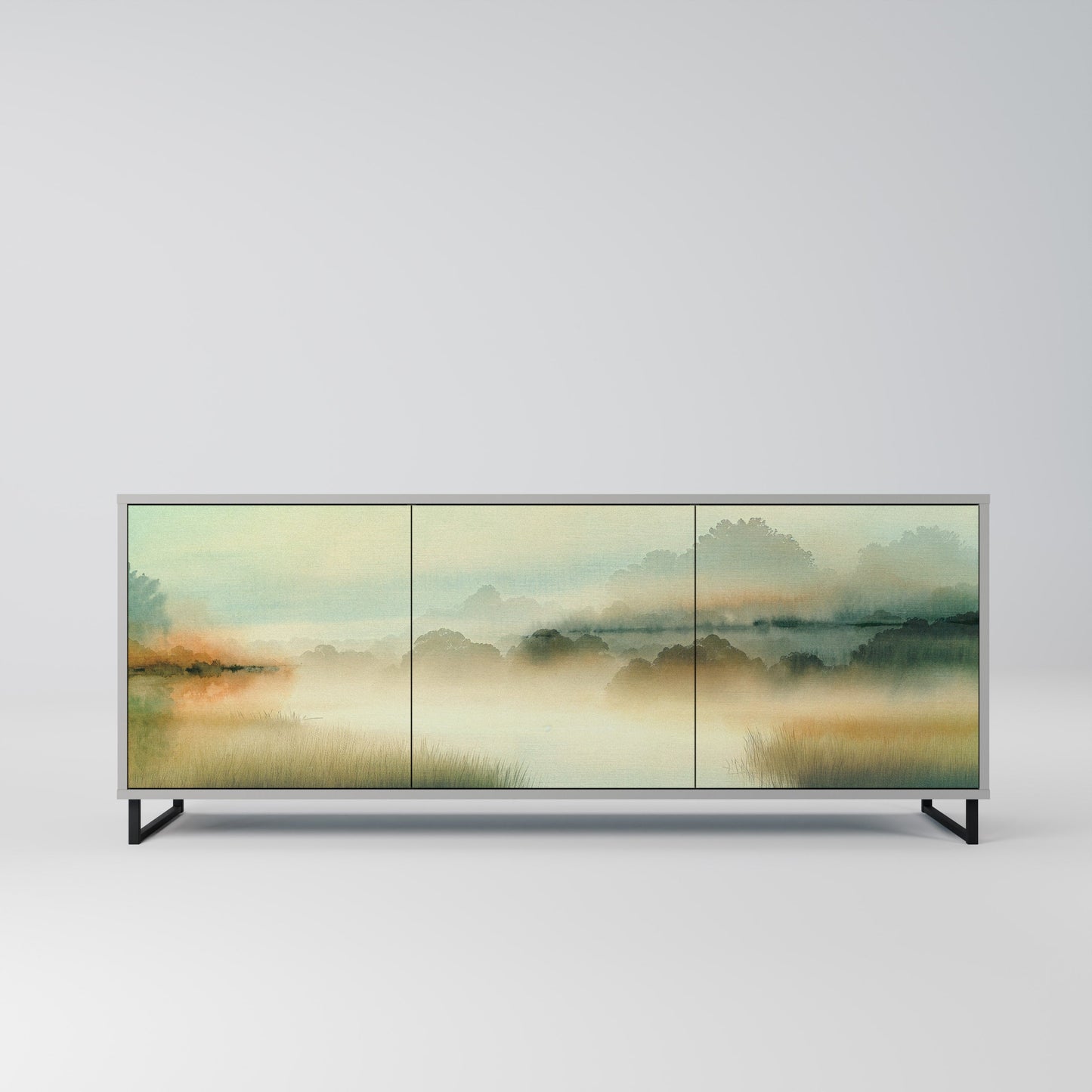 MORNING BY THE LAKE 3-Door Sideboard in Grey Finish