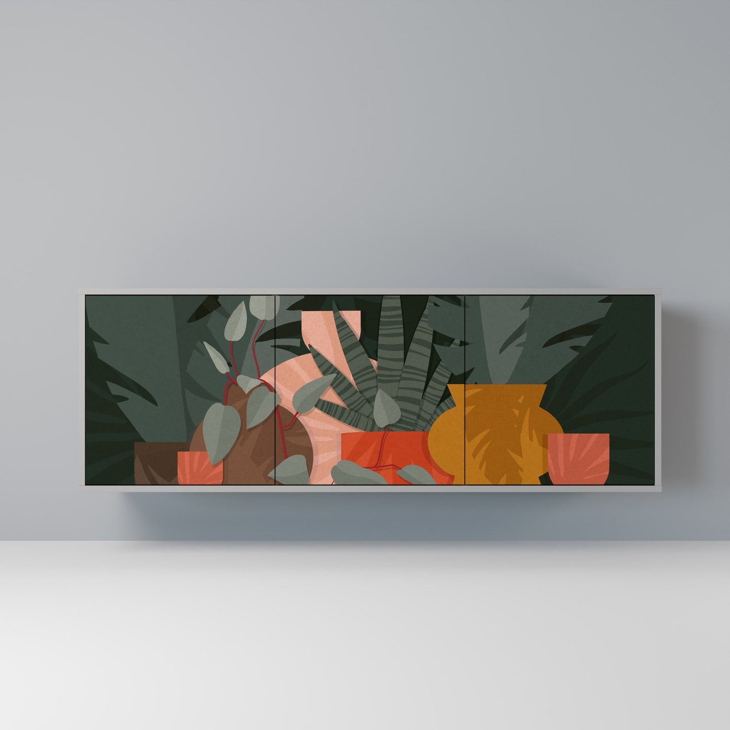 Credenza TROPICAL COMPOSITION a 3 ante in finitura grigia