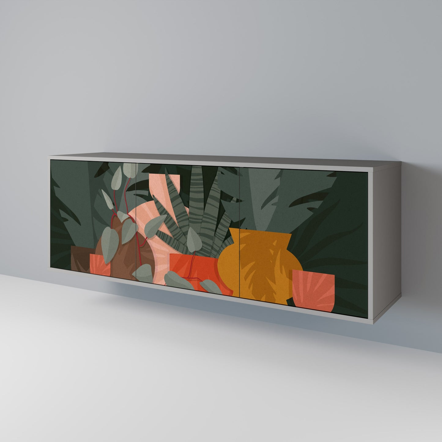 Credenza TROPICAL COMPOSITION a 3 ante in finitura grigia