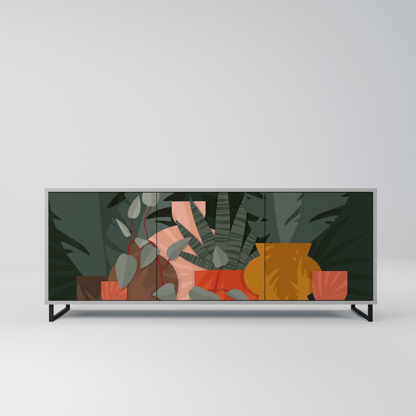 Credenza TROPICAL COMPOSITION a 3 ante in finitura grigia