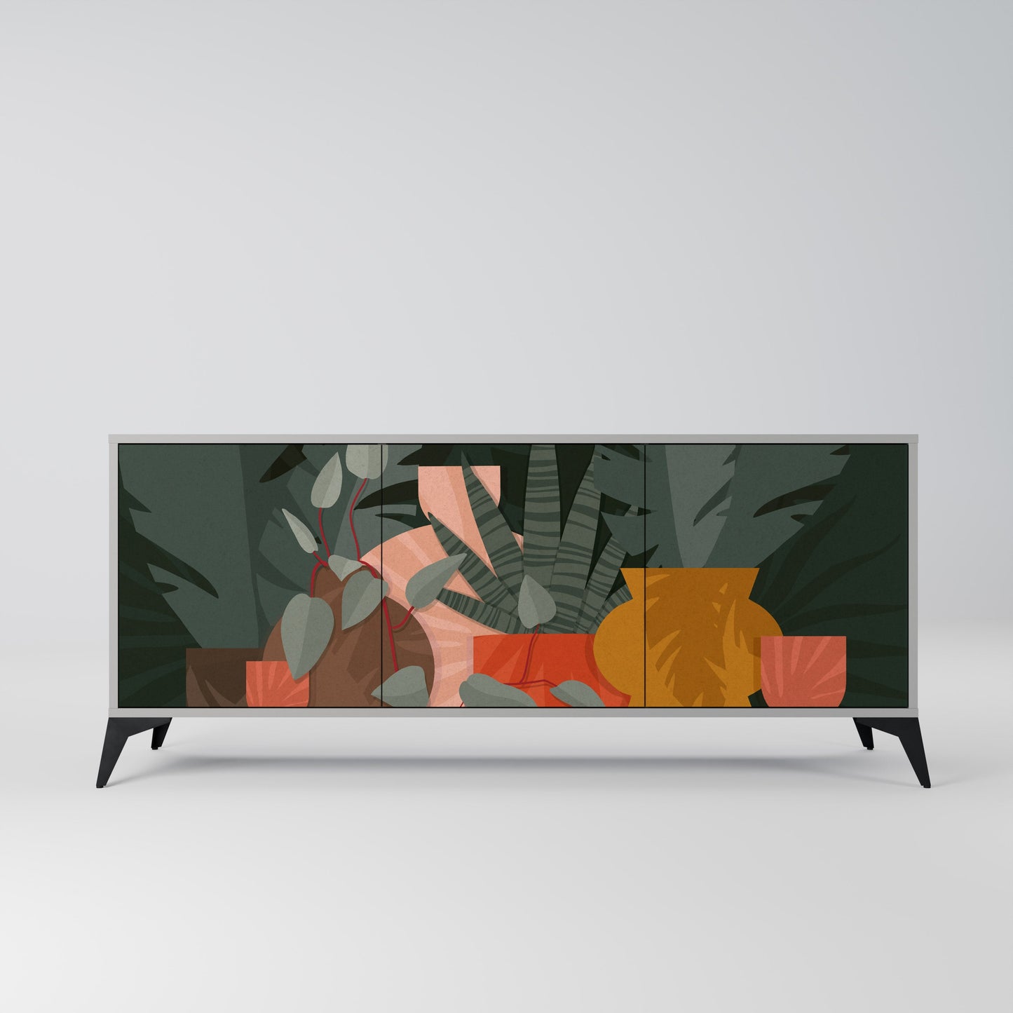 Credenza TROPICAL COMPOSITION a 3 ante in finitura grigia