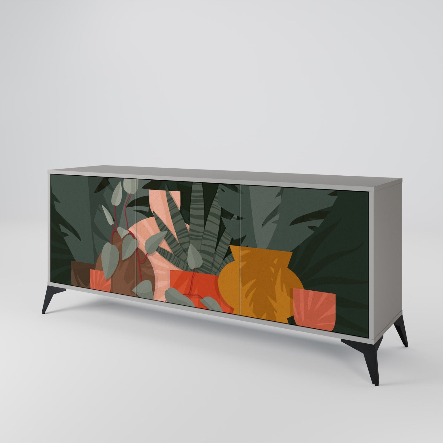 Credenza TROPICAL COMPOSITION a 3 ante in finitura grigia