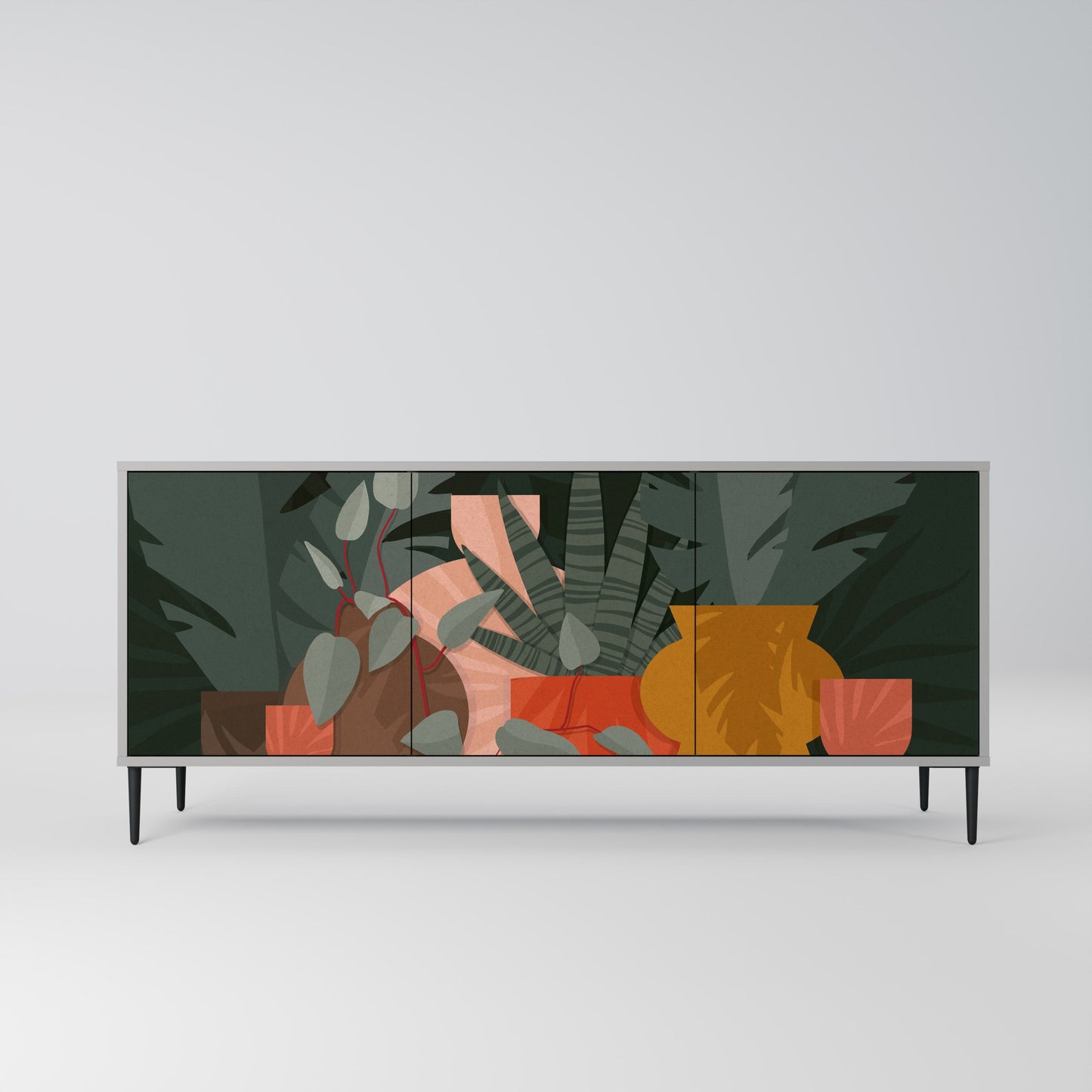 Credenza TROPICAL COMPOSITION a 3 ante in finitura grigia