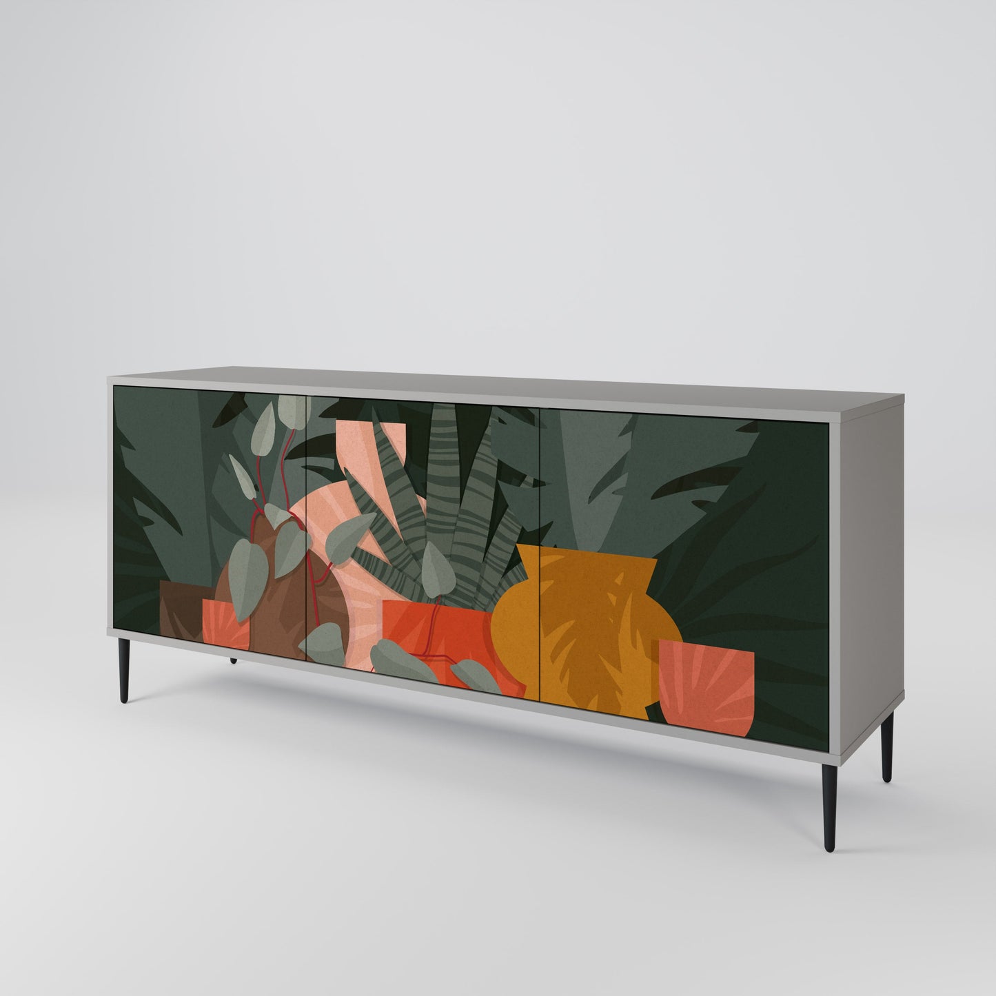 Credenza TROPICAL COMPOSITION a 3 ante in finitura grigia