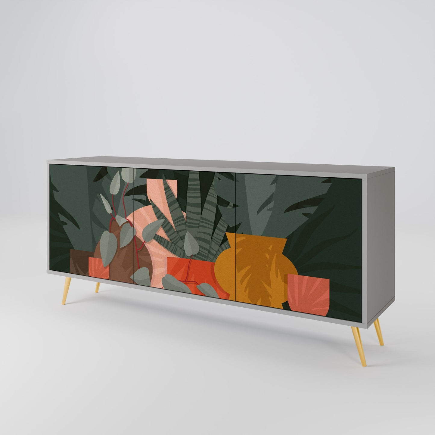 Credenza TROPICAL COMPOSITION a 3 ante in finitura grigia