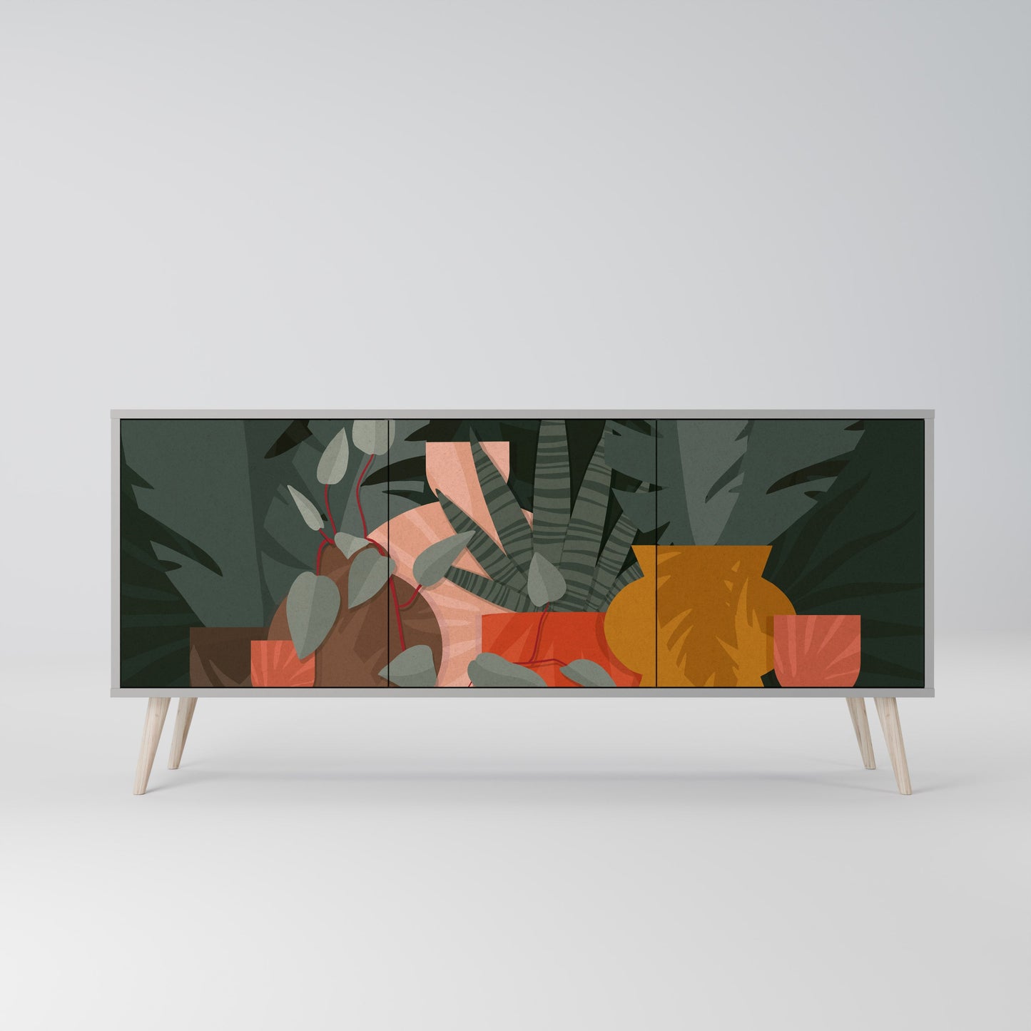 Credenza TROPICAL COMPOSITION a 3 ante in finitura grigia