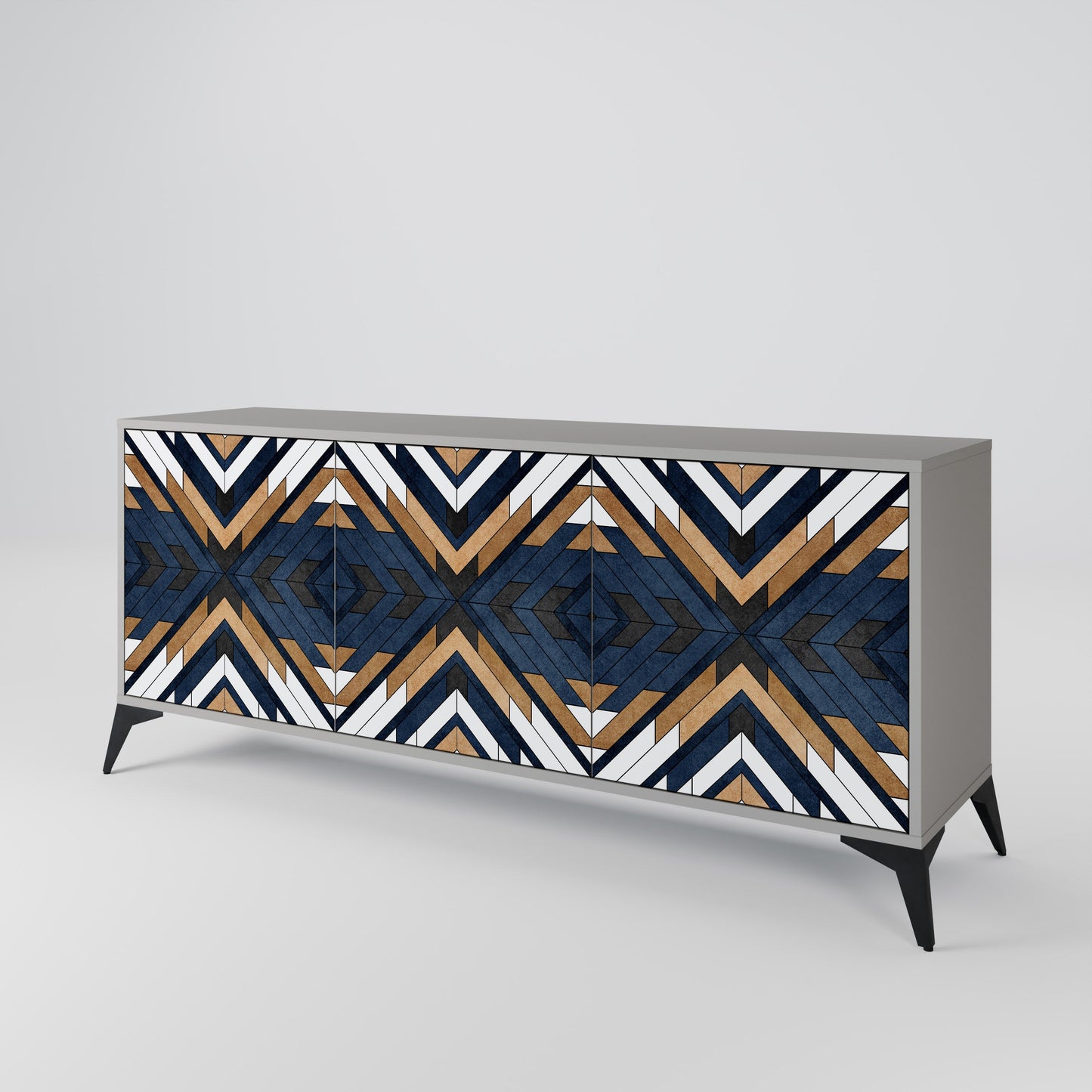 Credenza a 3 ante ARTFUL GEOMETRY in finitura grigia