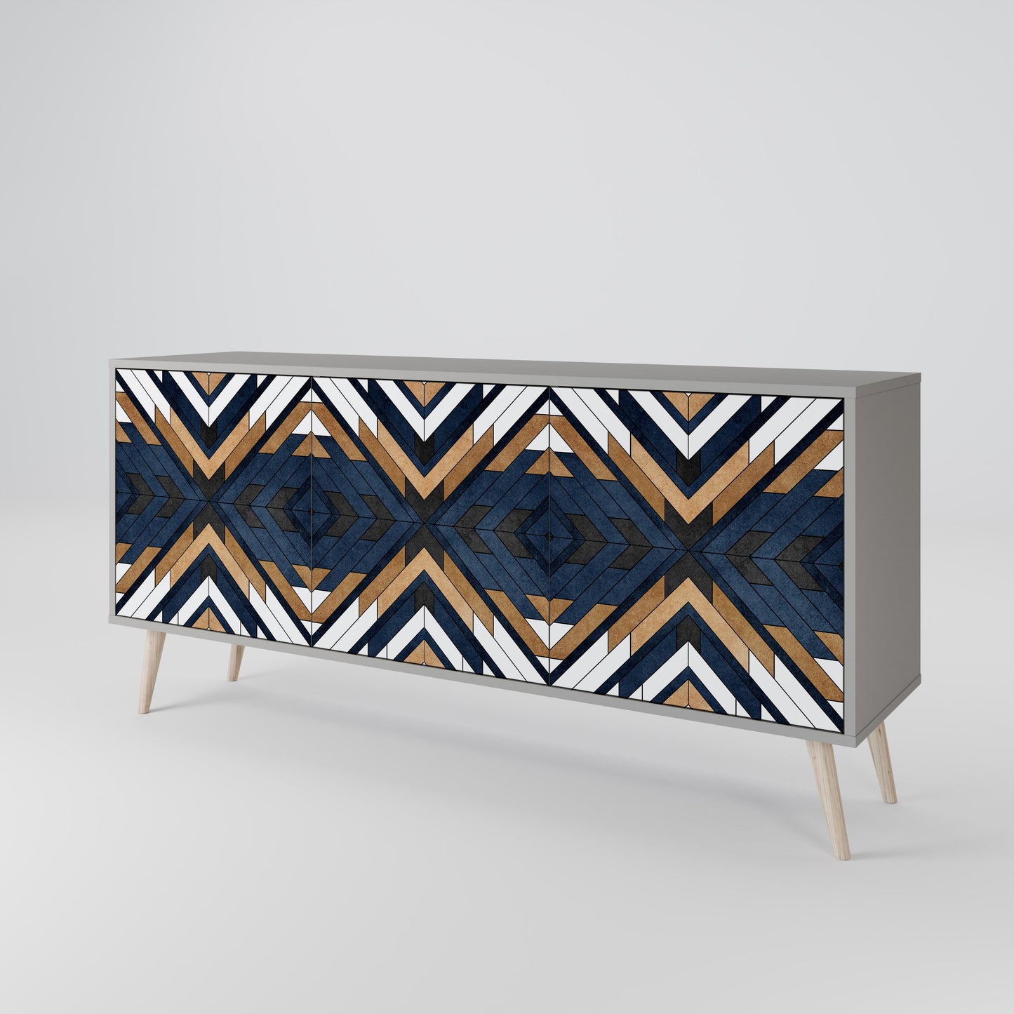 Credenza a 3 ante ARTFUL GEOMETRY in finitura grigia