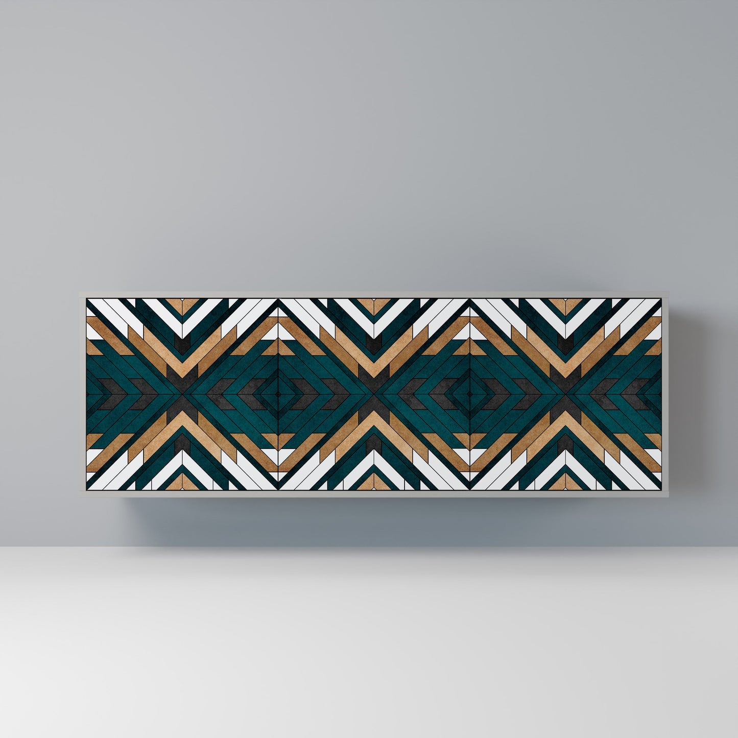 Credenza a 3 ante ARTISTIC GEOMETRY in finitura grigia