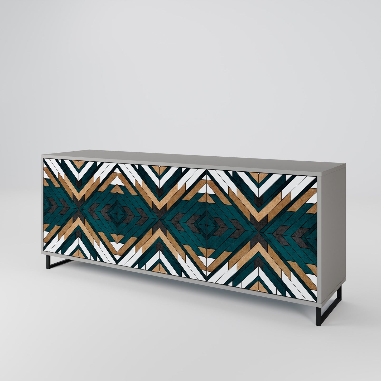 Credenza a 3 ante ARTISTIC GEOMETRY in finitura grigia