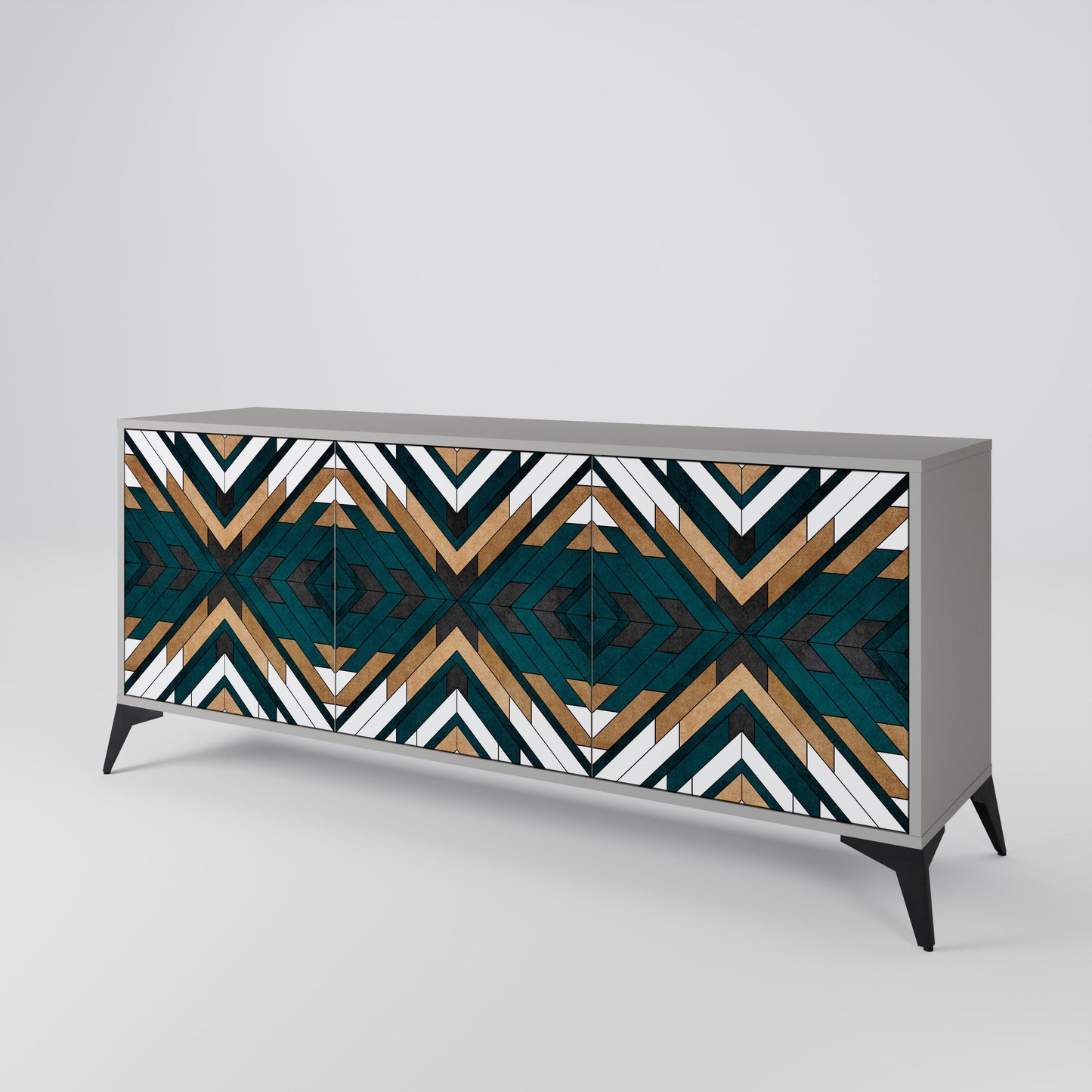 Credenza a 3 ante ARTISTIC GEOMETRY in finitura grigia
