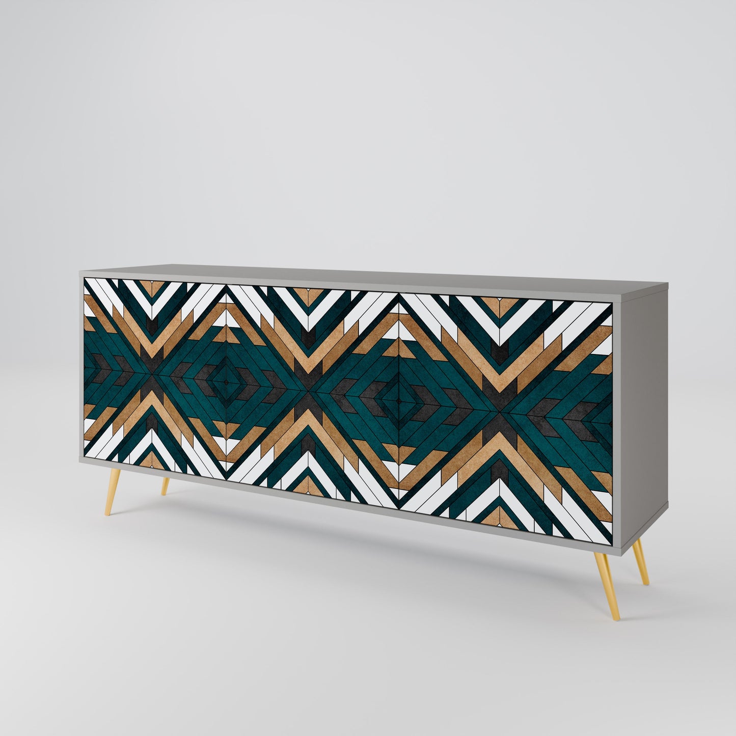 Credenza a 3 ante ARTISTIC GEOMETRY in finitura grigia